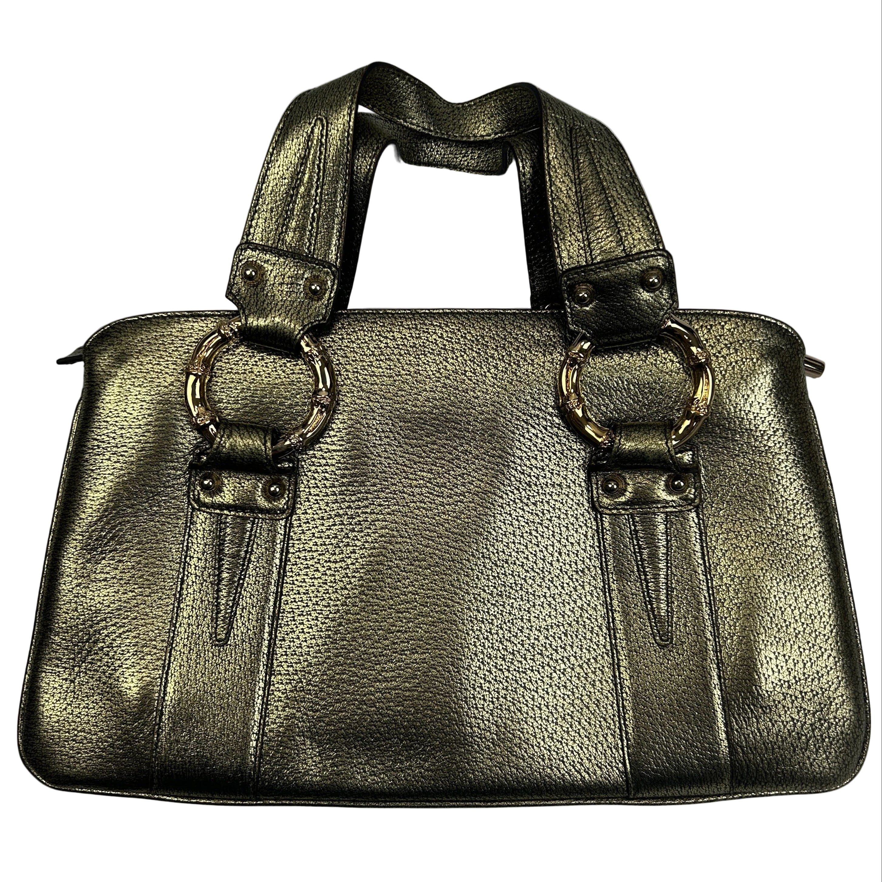 Gucci Gold Calfskin Bamboo Ring Shoulderbag