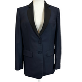 Another Tomorrow Brand New £860 Navy Wool Tuxedo Jacket XS