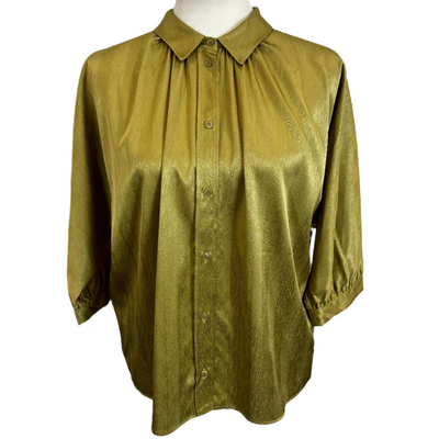 Masscob New Chartreuse Scored Stretch Silk Shirt XS/S/M