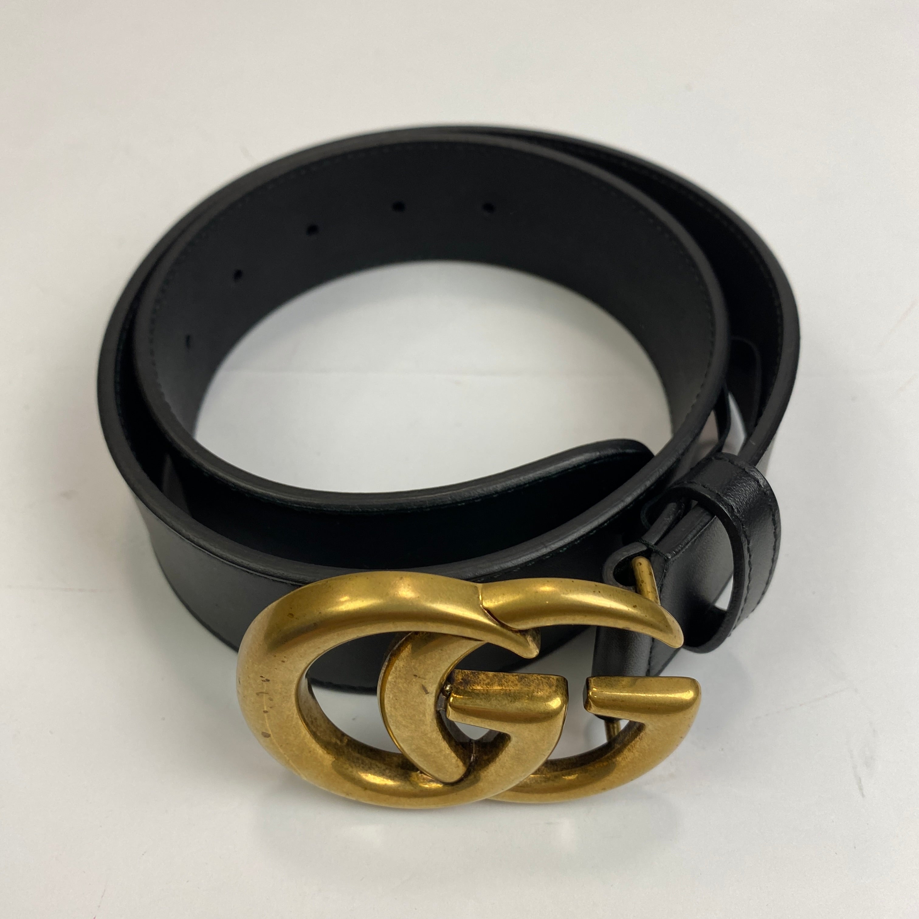 Gucci £430 Black Leather GG Marmont Belt XS