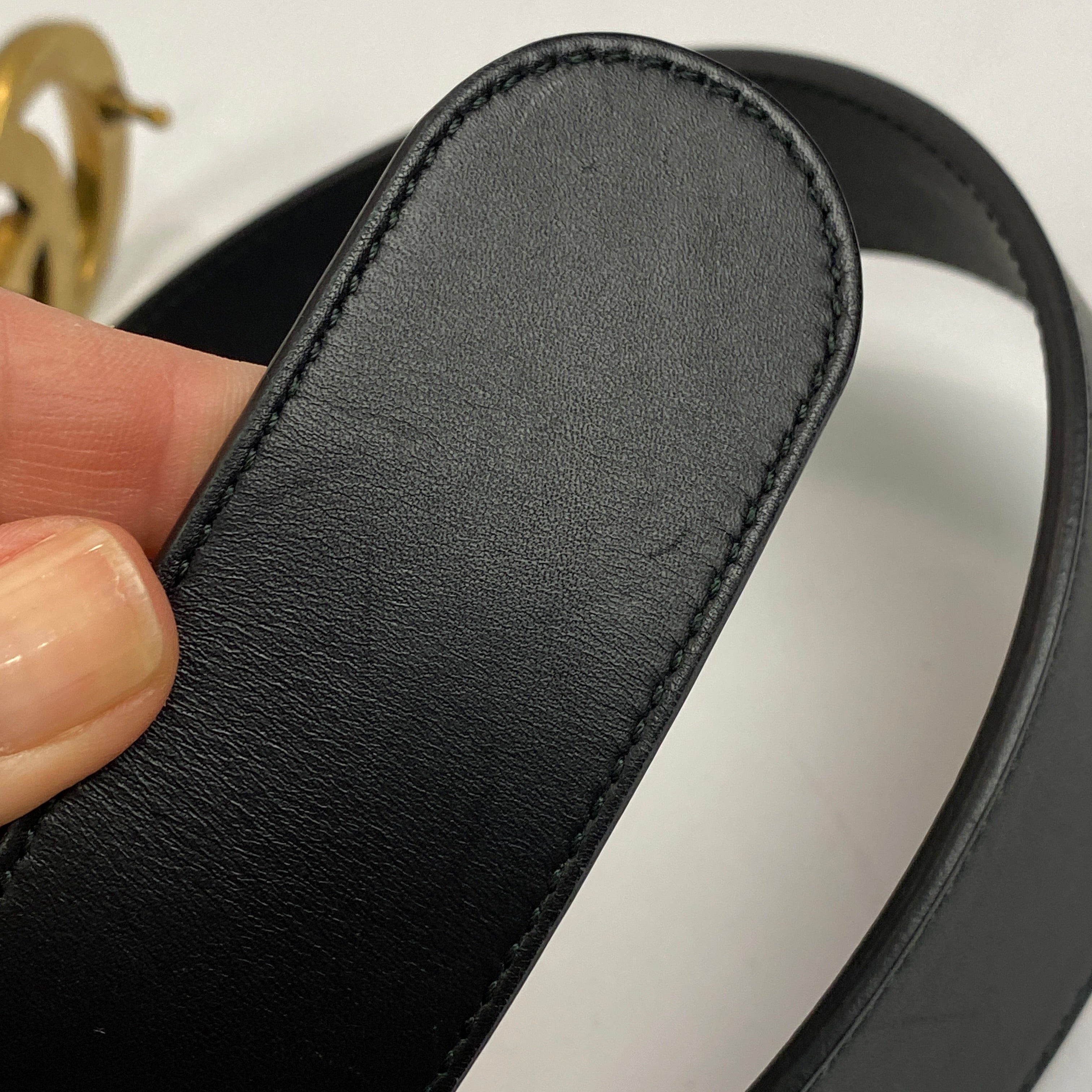 Gucci £430 Black Leather GG Marmont Belt XS