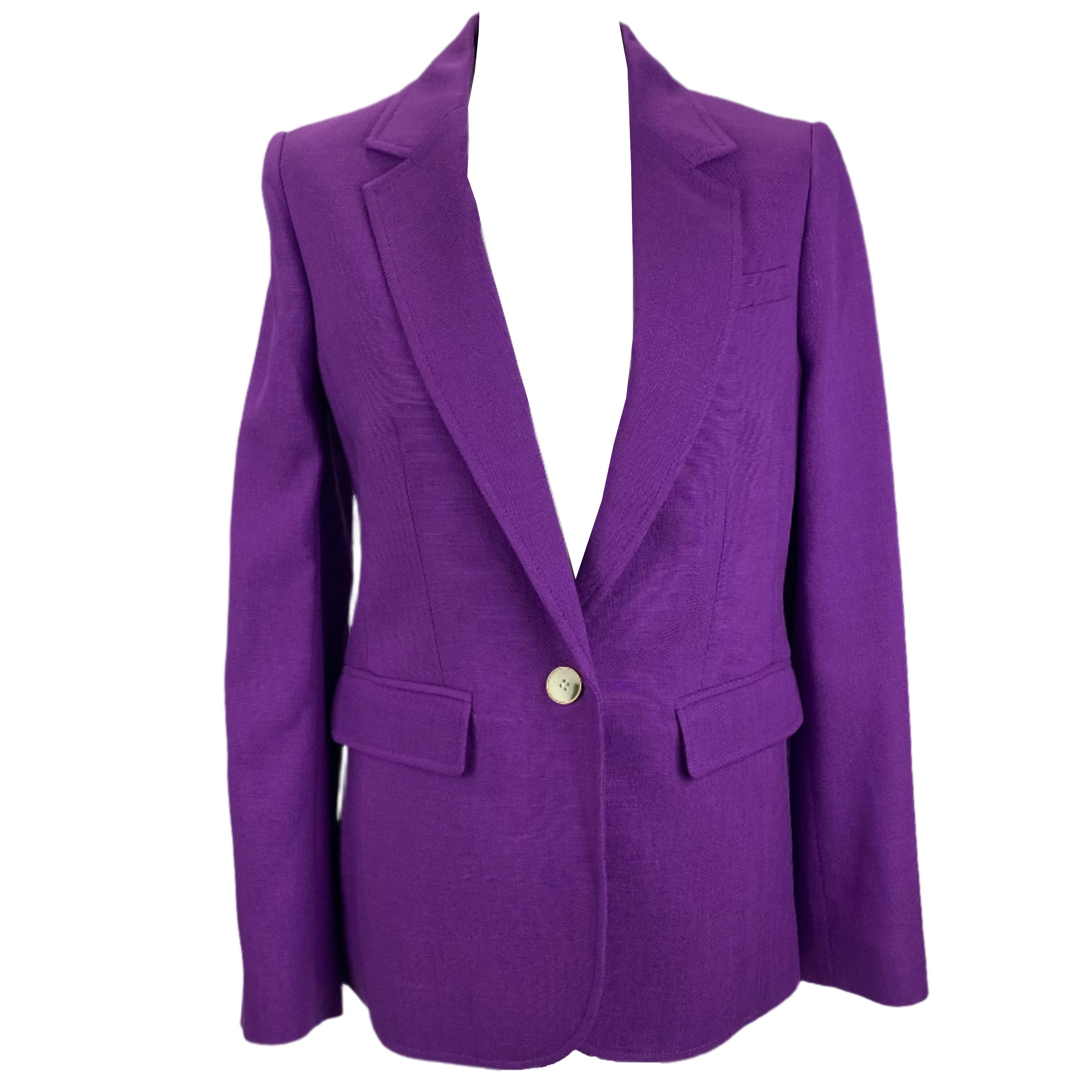Me&Em Violet Viscose Weave Single Button Jacket XS