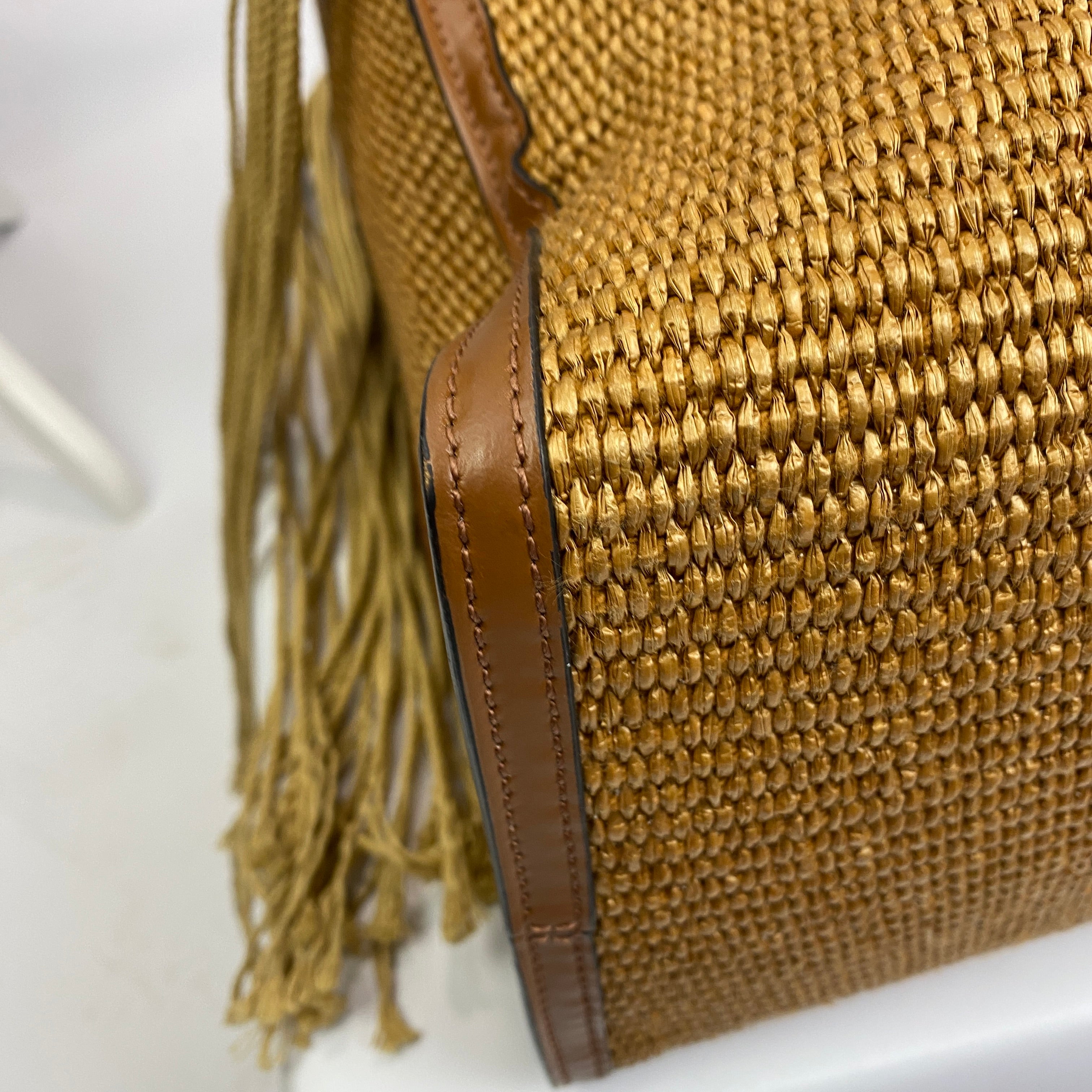 Marni Large Natural Fringed Marcel Raffia Tote Bag