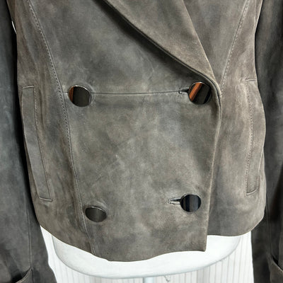 Jaeger Smoke Grey Suede Double Breasted Jacket M