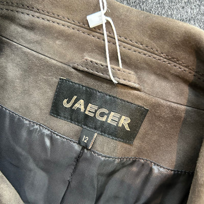 Jaeger Smoke Grey Suede Double Breasted Jacket M