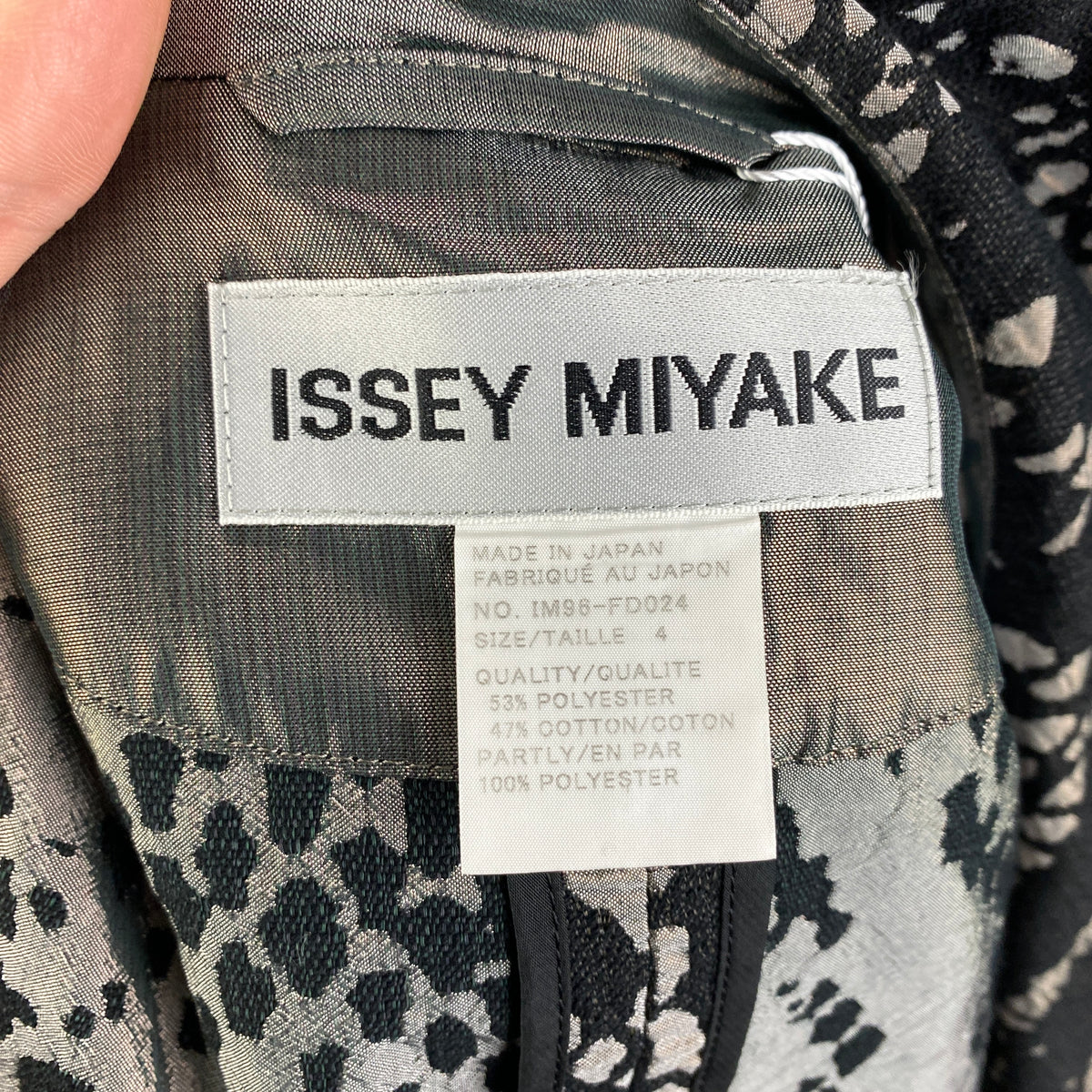 Issey Miyake £1100 Black & Pewter Jacquard Jacket S
