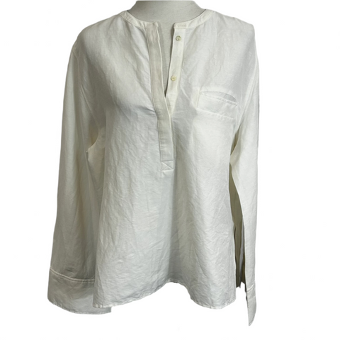 Toteme £360 Ecru Half Button Linen Shirt XS/S/M/L/XL