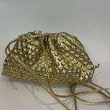 Bottega Veneta £1700 Gold Bubbles Leather Small Pouch Bag