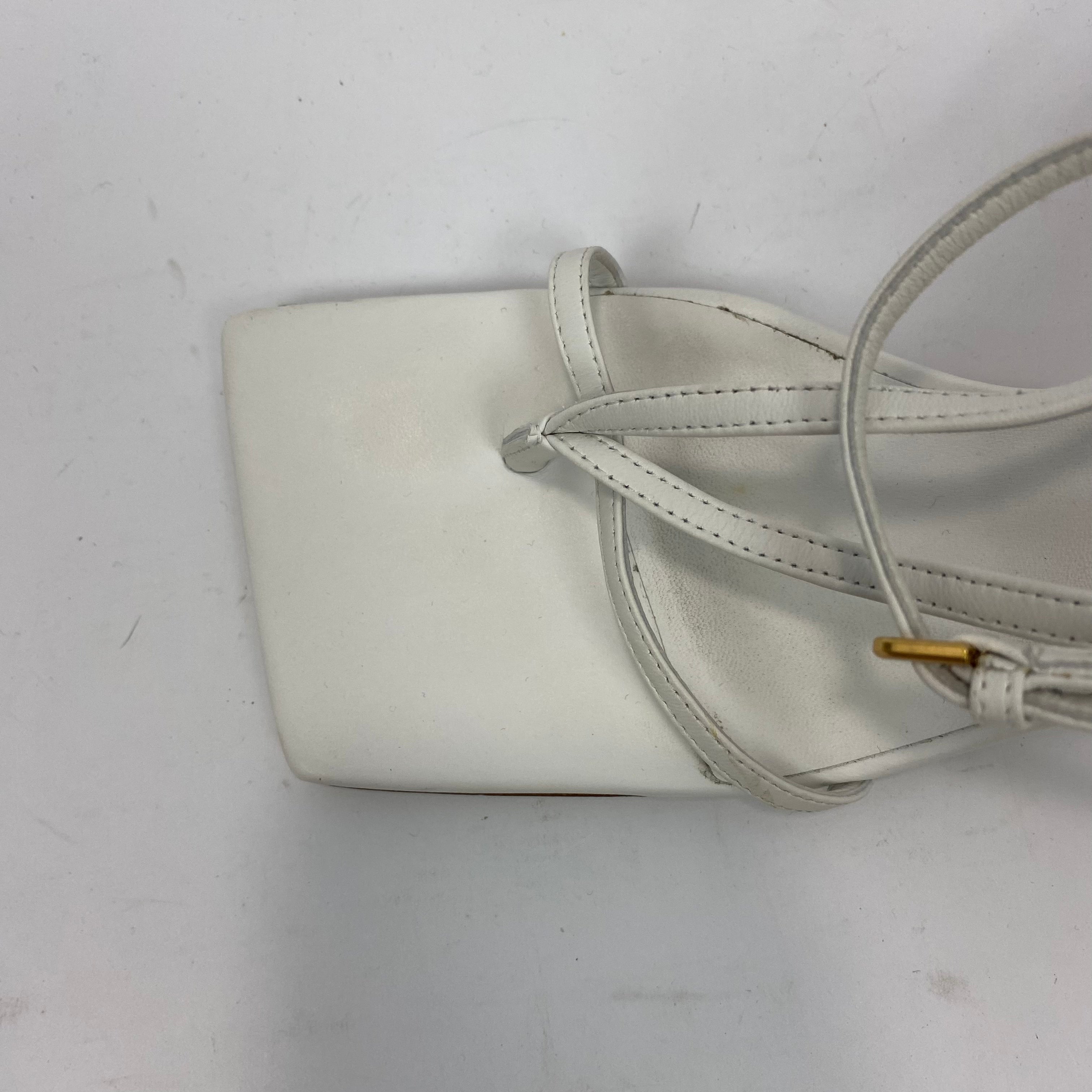 Bottega Veneta £710 Optic White Ankle Strap Sandals 38