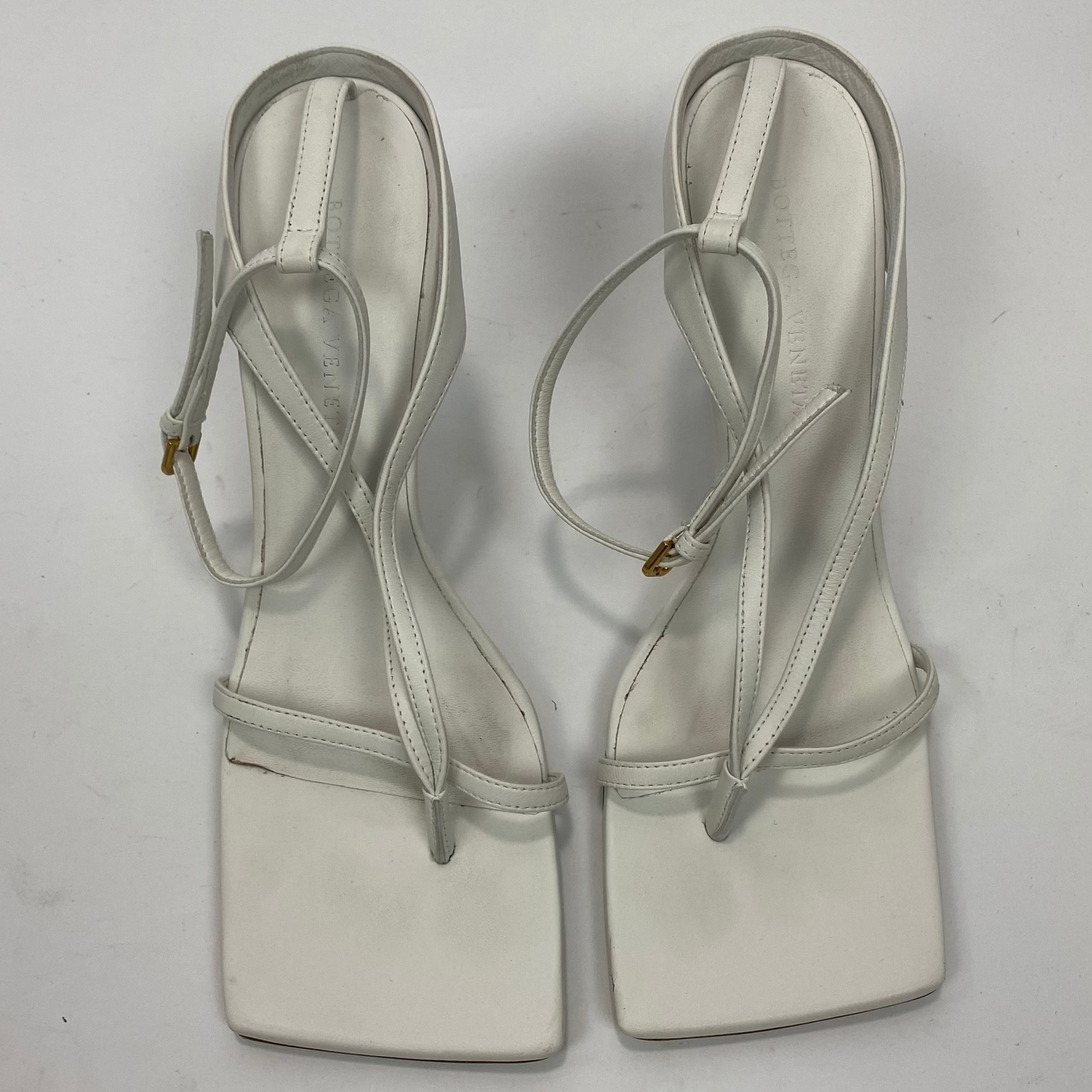Bottega Veneta £710 Optic White Ankle Strap Sandals 38