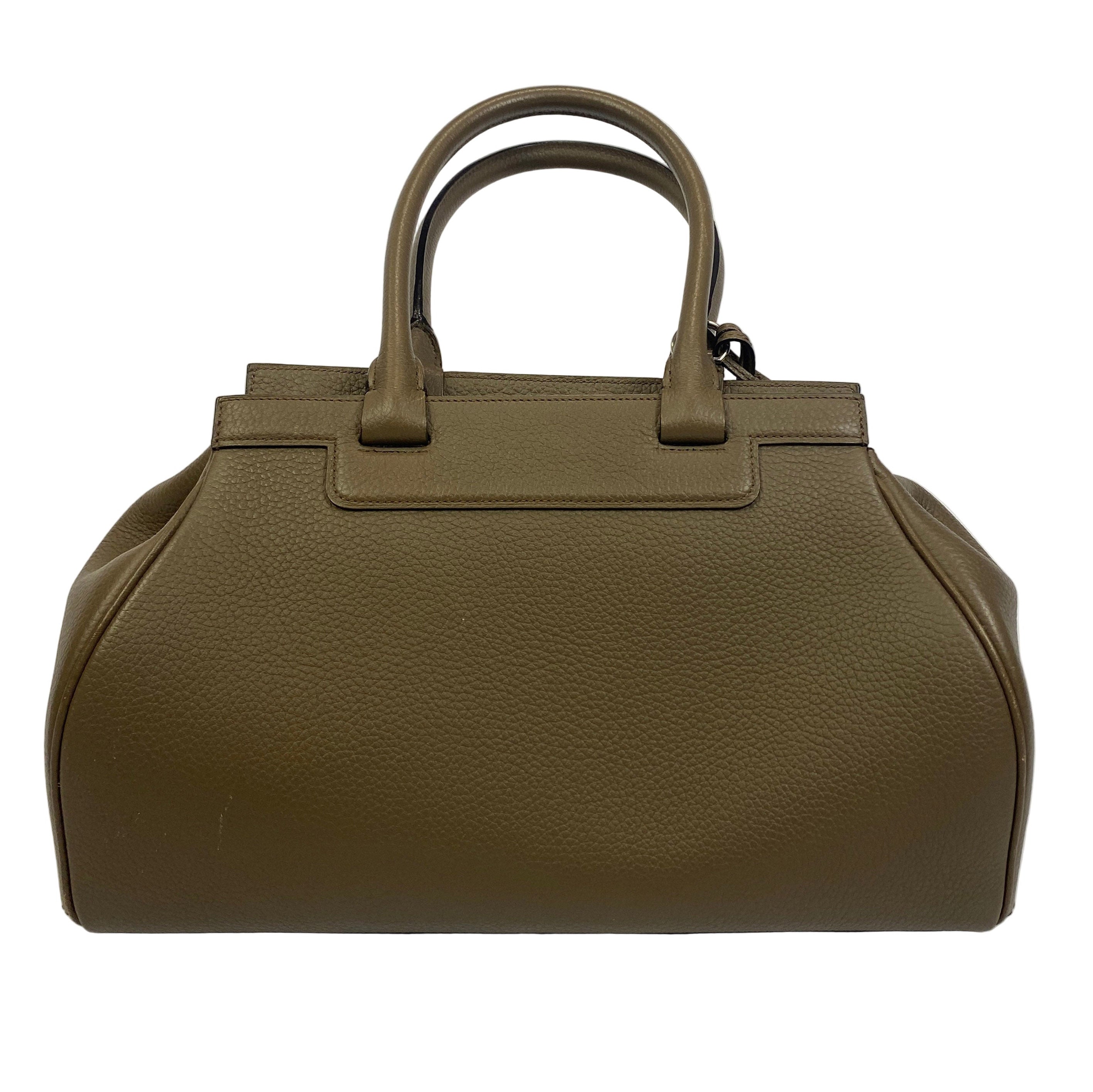 Moynat Taupe Pauline PM Leather Bowling Bag