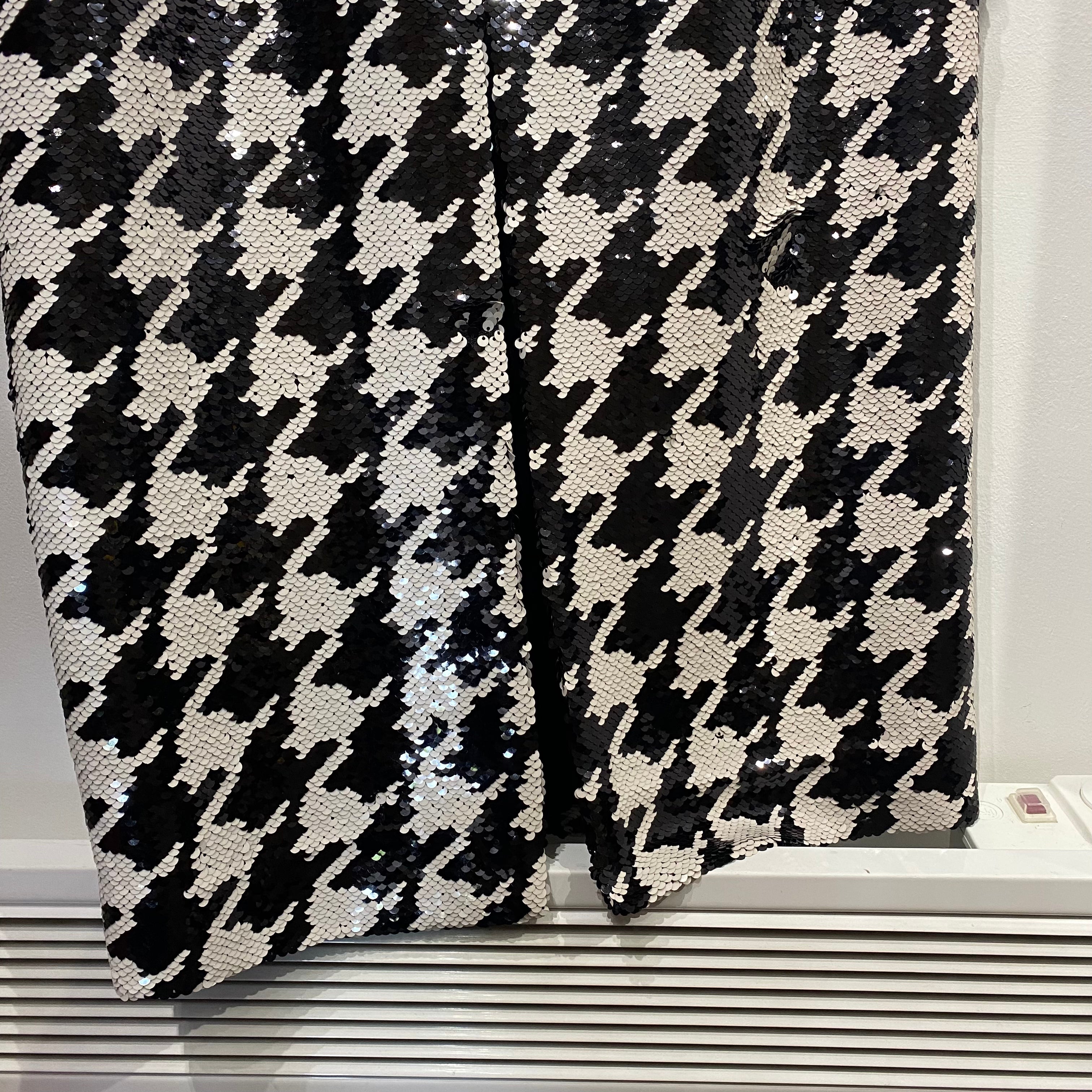 Wiggy Kit Black & Ivory Fishscale Sequin Maxi Skirt L