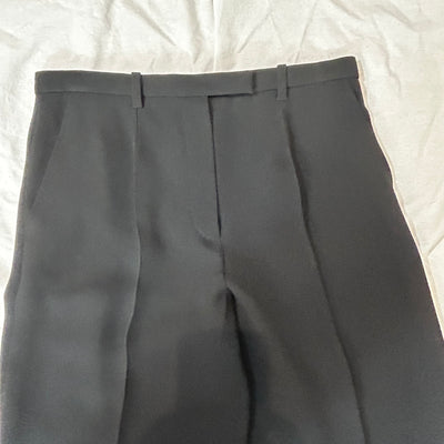 Hermes Black Heavyweight Silk Weave Straight Leg Pants S