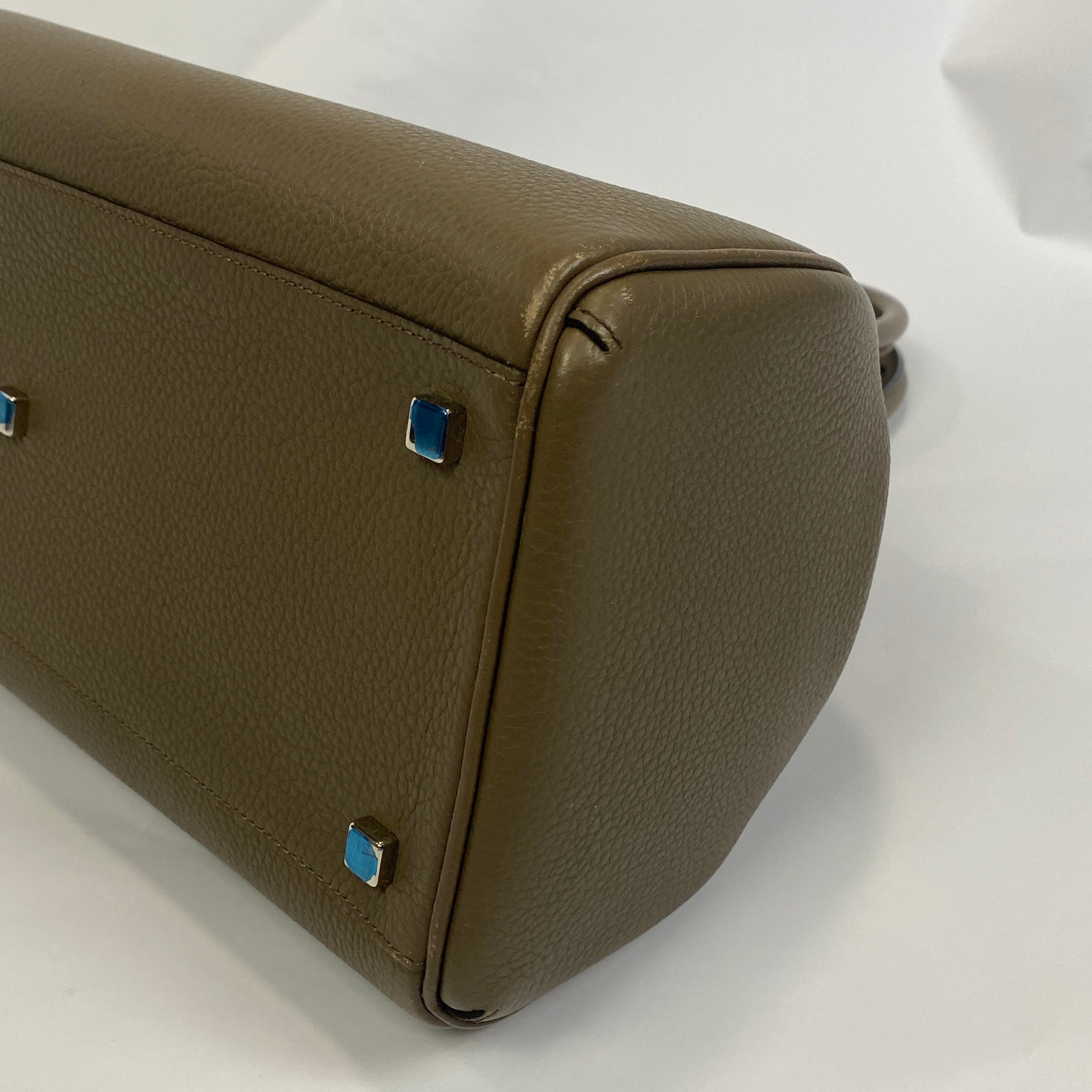 Moynat Taupe Pauline PM Leather Bowling Bag