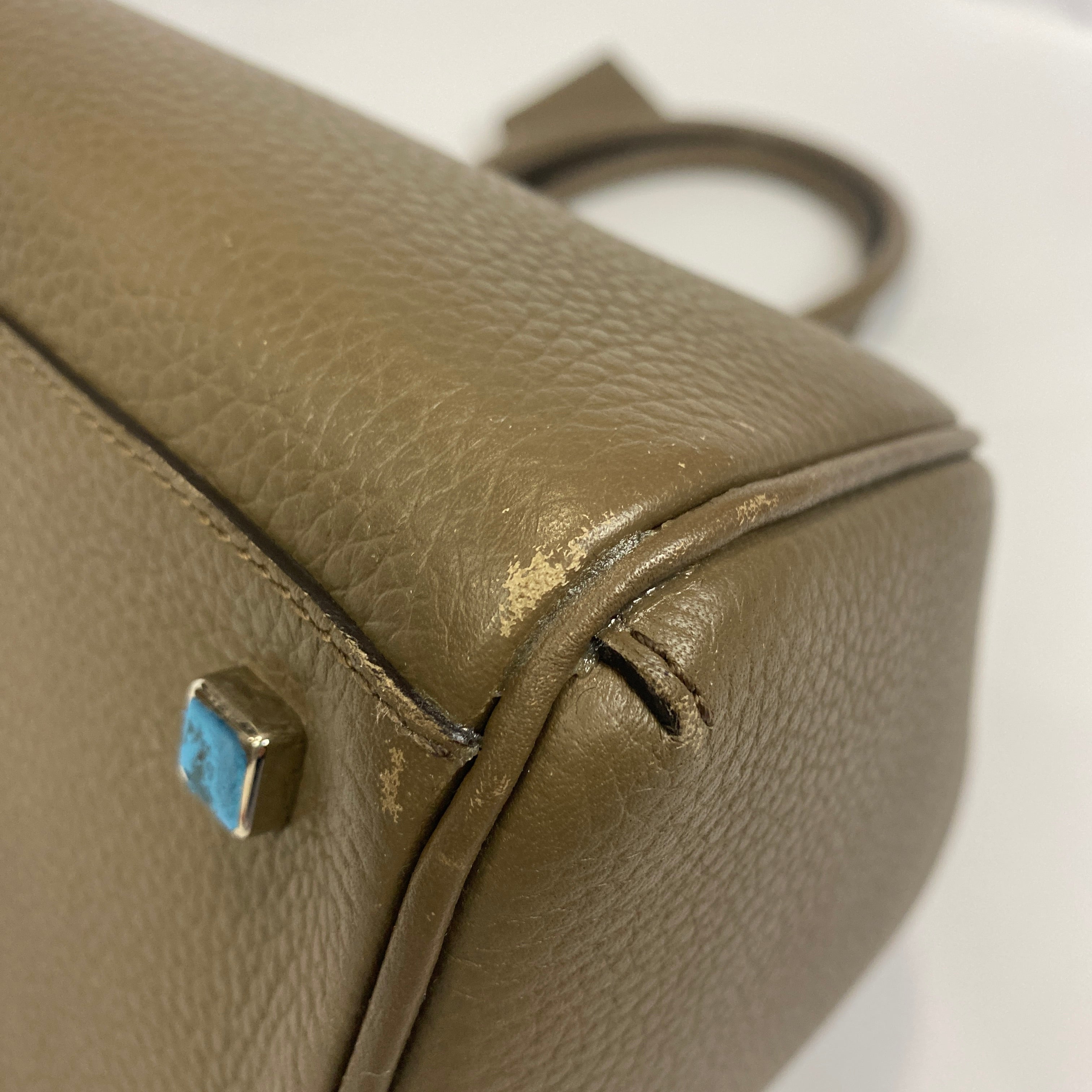 Moynat Taupe Pauline PM Leather Bowling Bag
