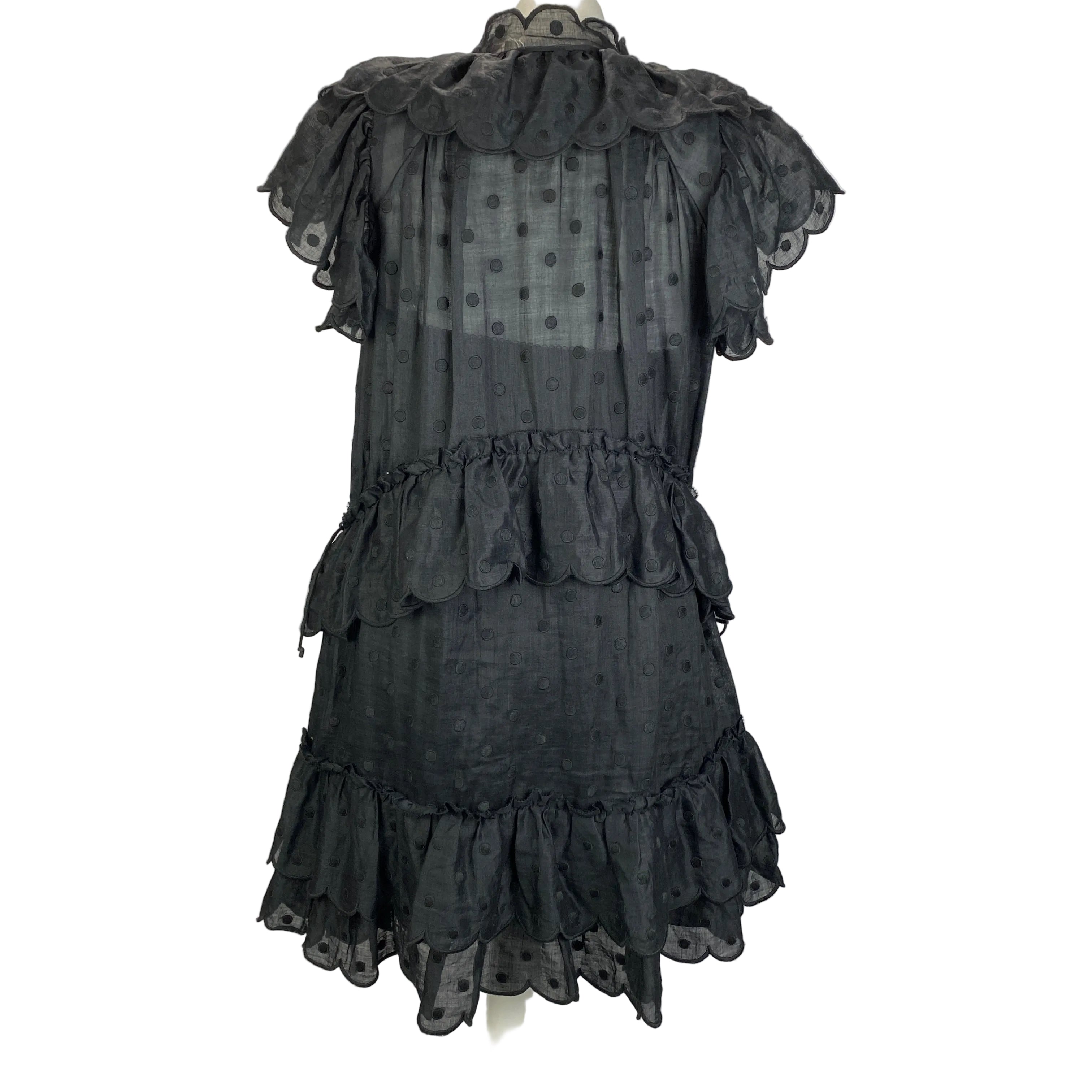 Zimmermann Black Embroidered Tiered Dress XXS