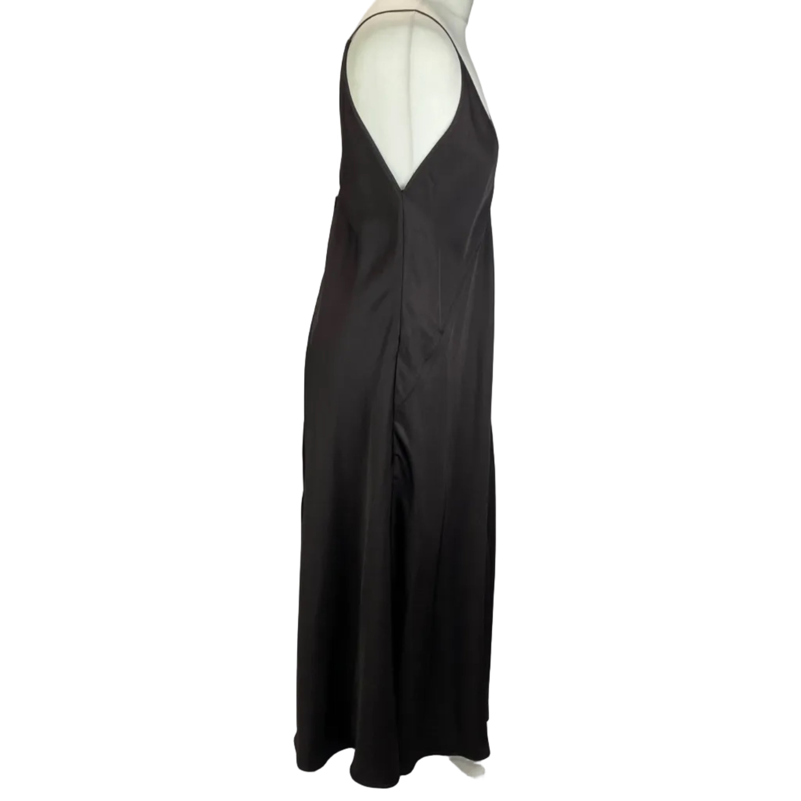 Jil Sander New Black Satin Handkerchief Hem Slip Dress XS