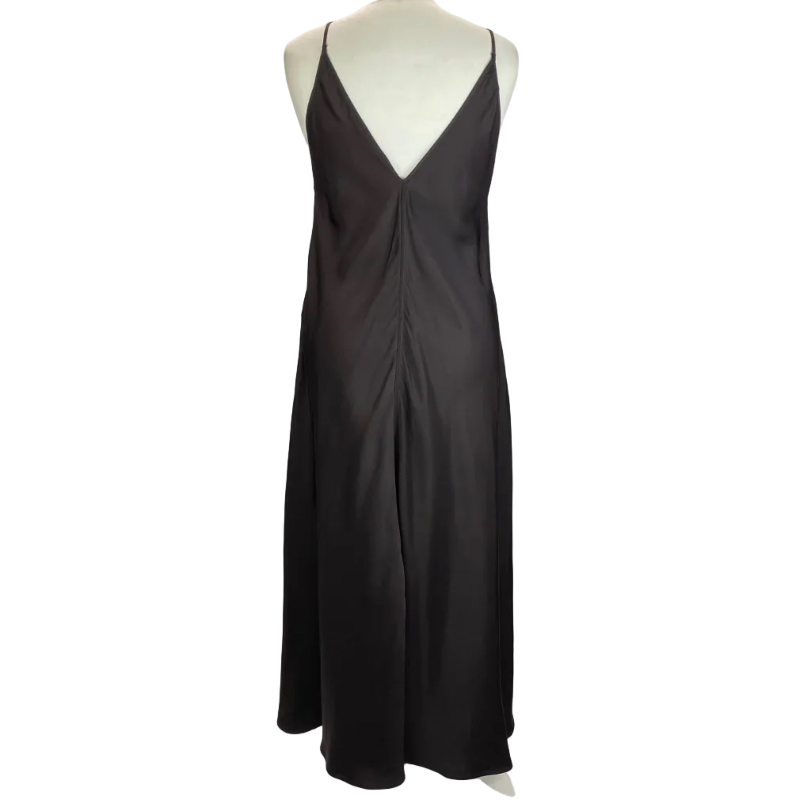 Jil Sander New Black Satin Handkerchief Hem Slip Dress XS