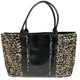 Dries Van Noten Black Leather & Leopardprint Weave Large Tote Bag