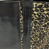 Dries Van Noten Black Leather & Leopardprint Weave Large Tote Bag