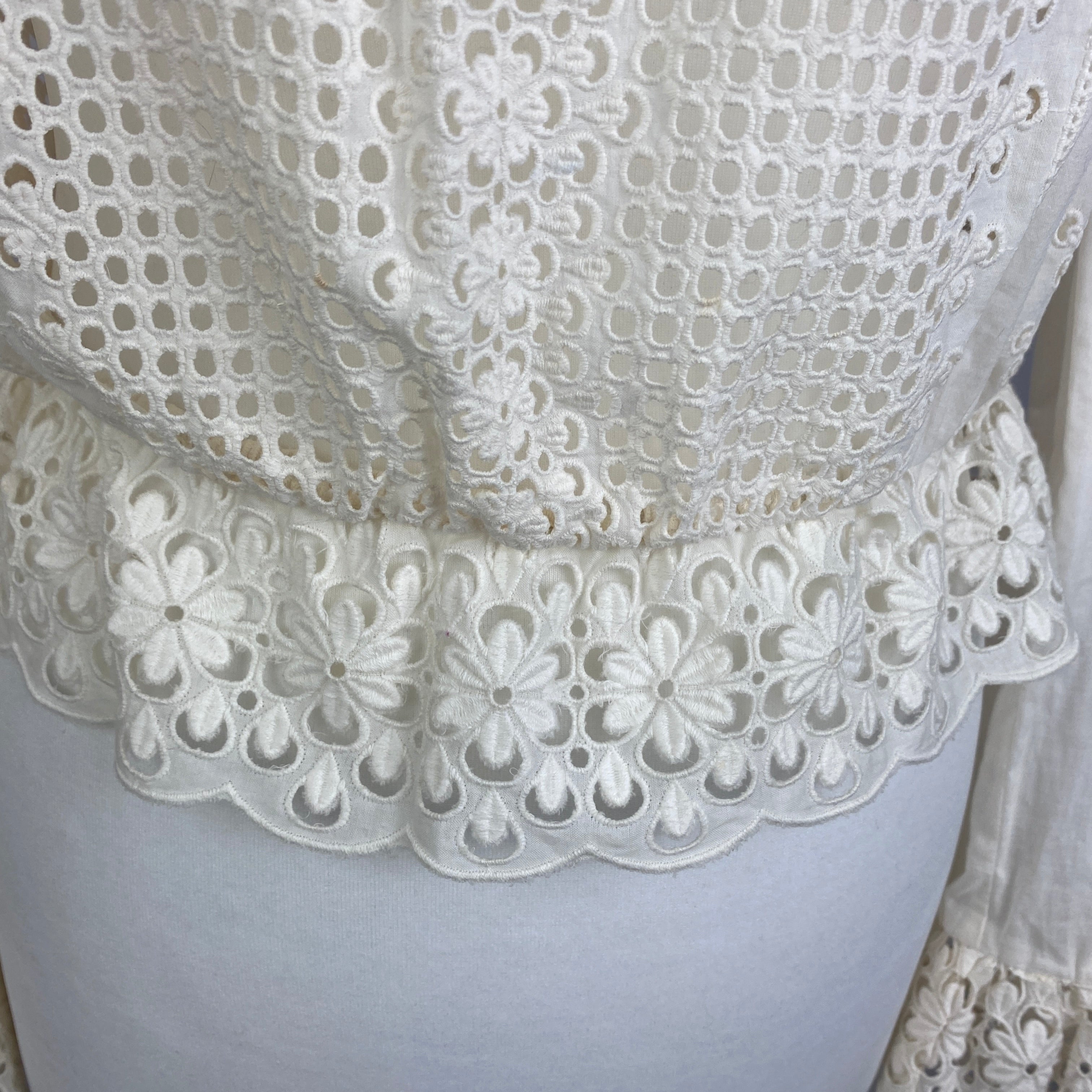 Zimmermann Cream Lace & Broderie Anglais Blouse XXS