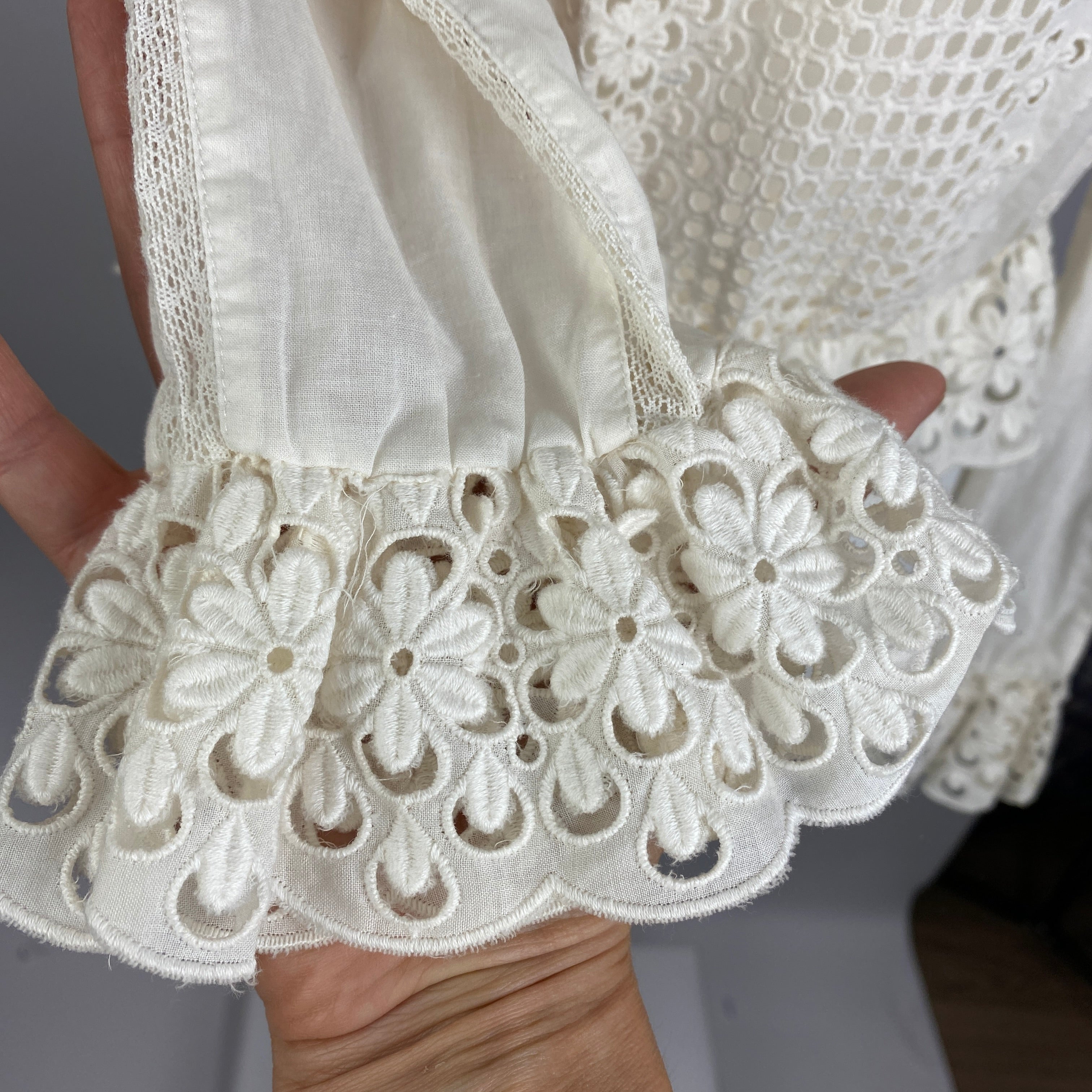 Zimmermann Cream Lace & Broderie Anglais Blouse XXS