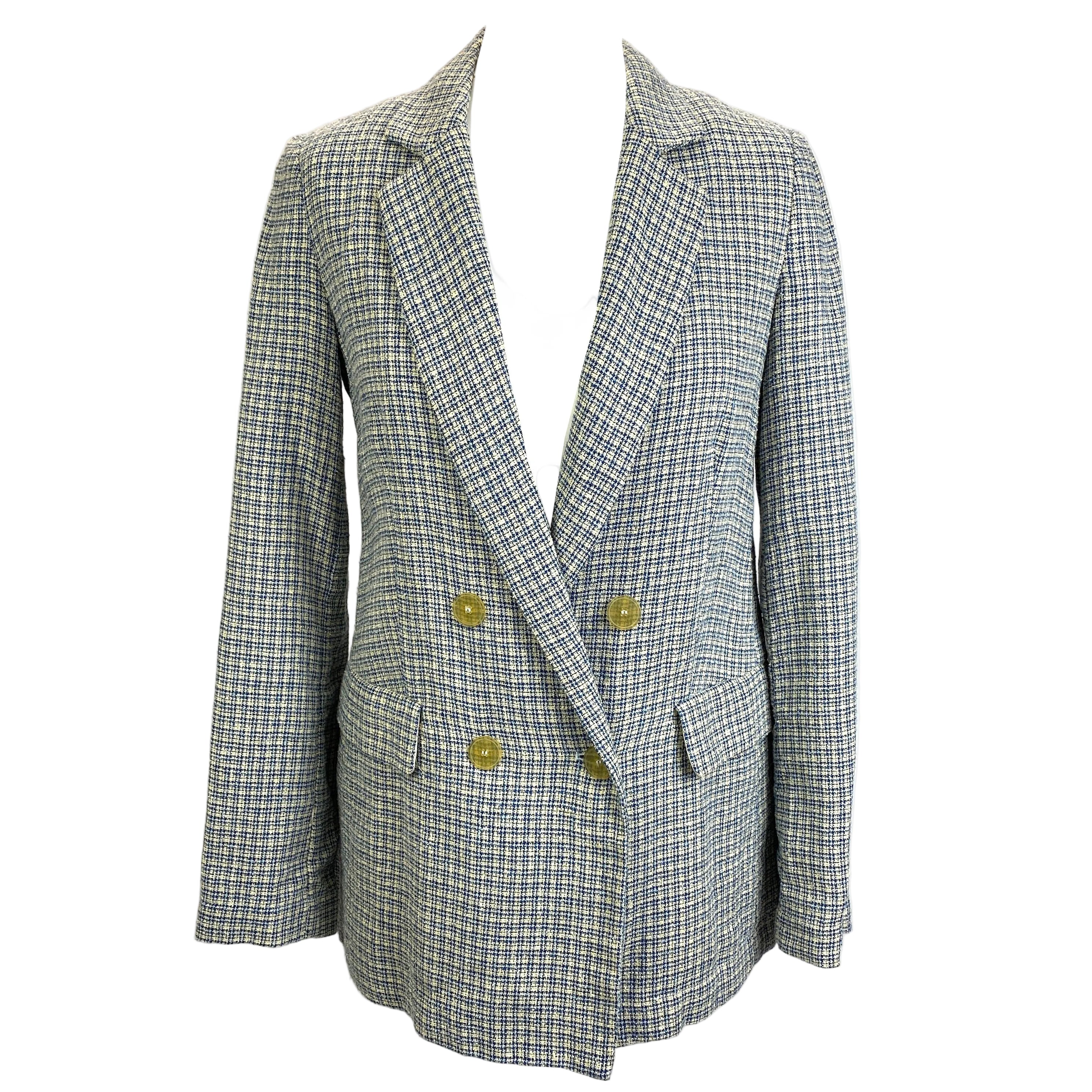 Forte Forte New Blue & Ecru Cotton Tweed Check Jacket XXS