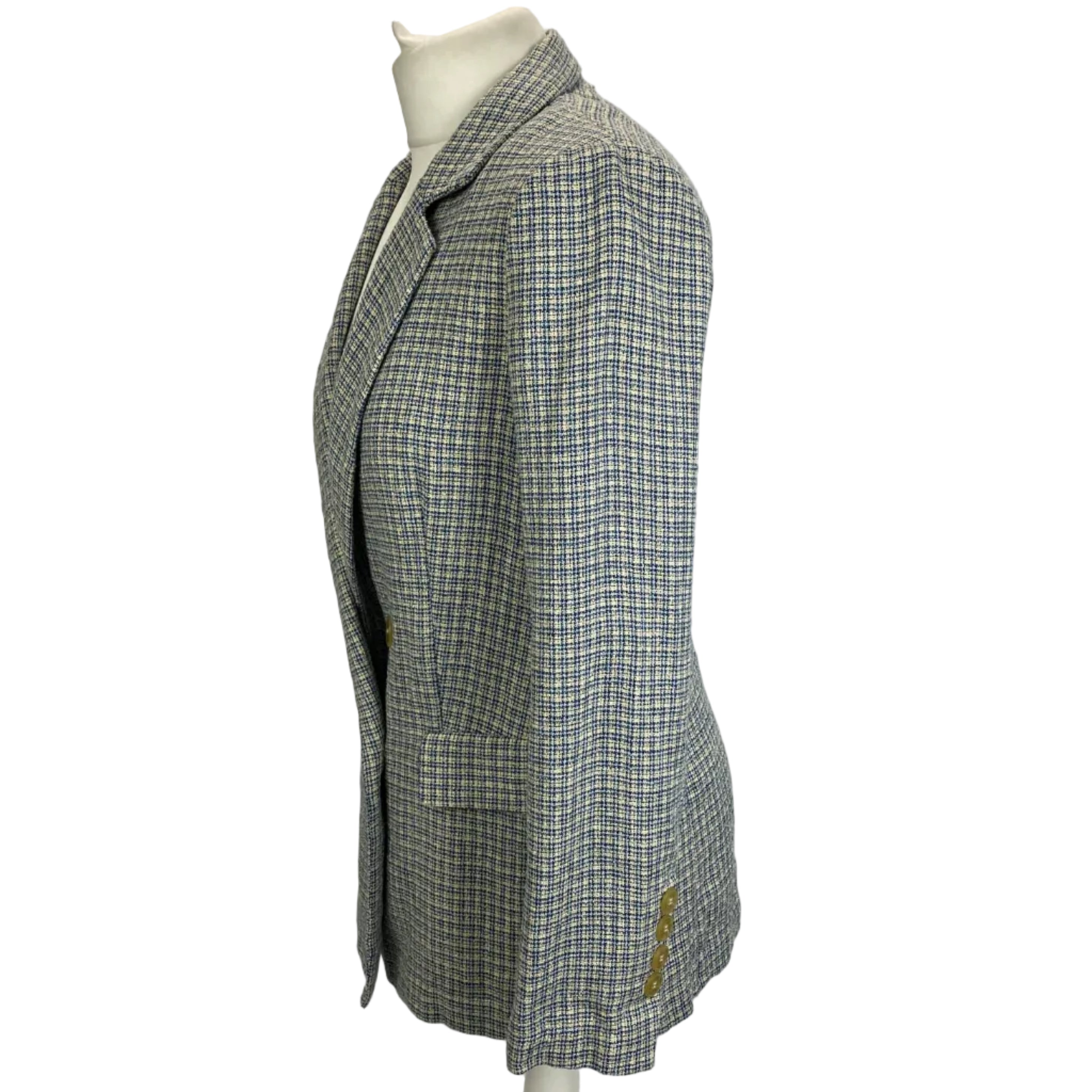 Forte Forte New Blue & Ecru Cotton Tweed Check Jacket XXS