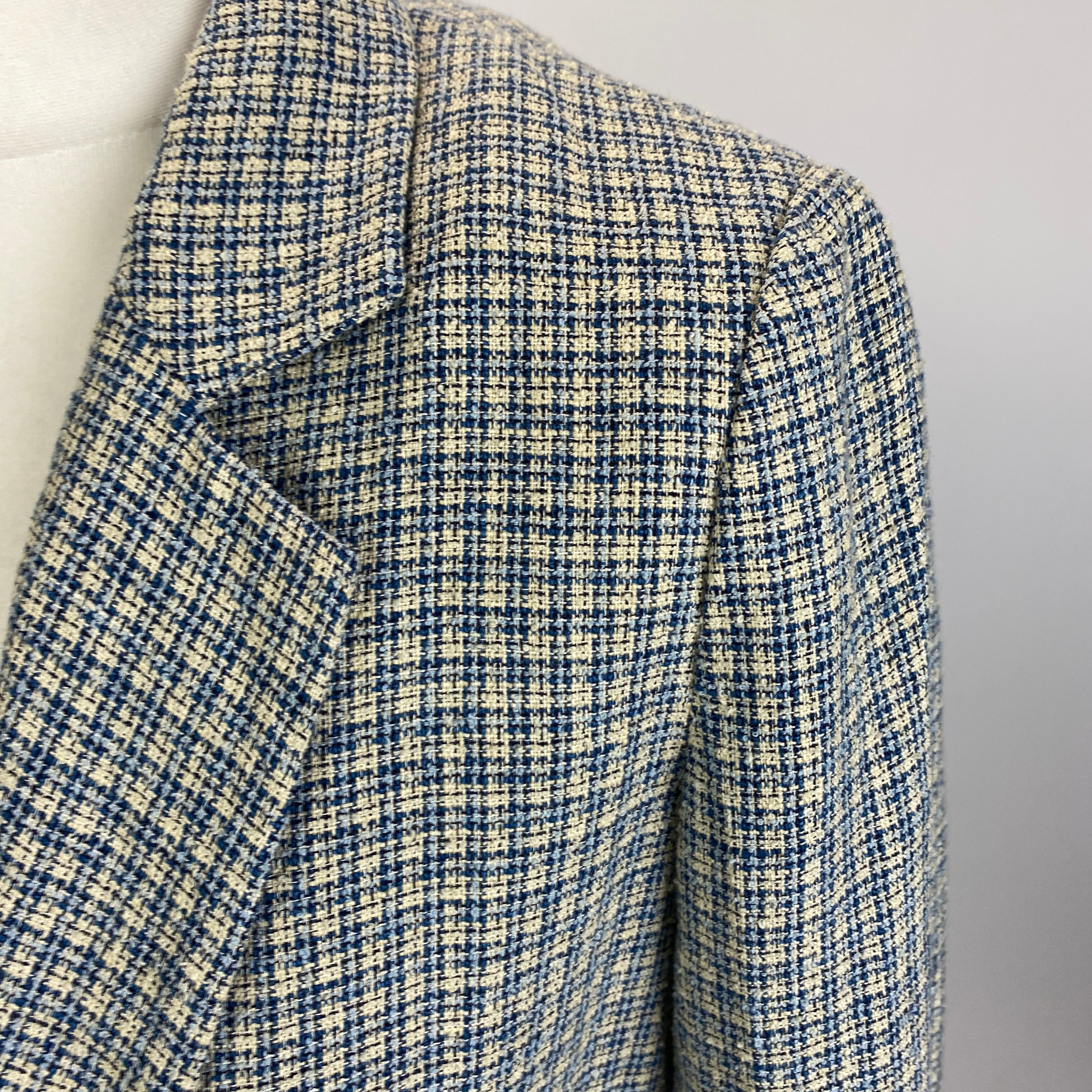 Forte Forte New Blue & Ecru Cotton Tweed Check Jacket XXS