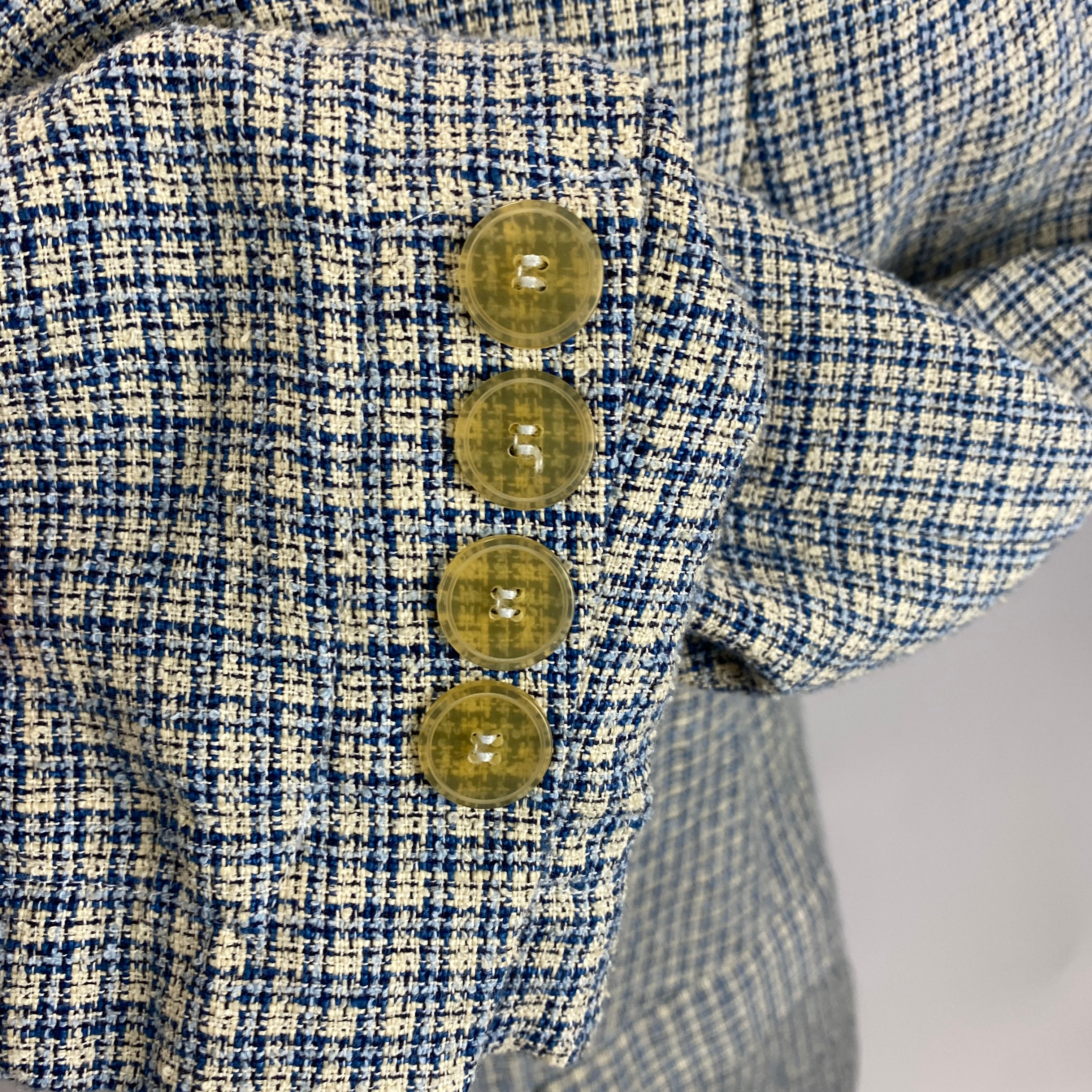 Forte Forte New Blue & Ecru Cotton Tweed Check Jacket XXS
