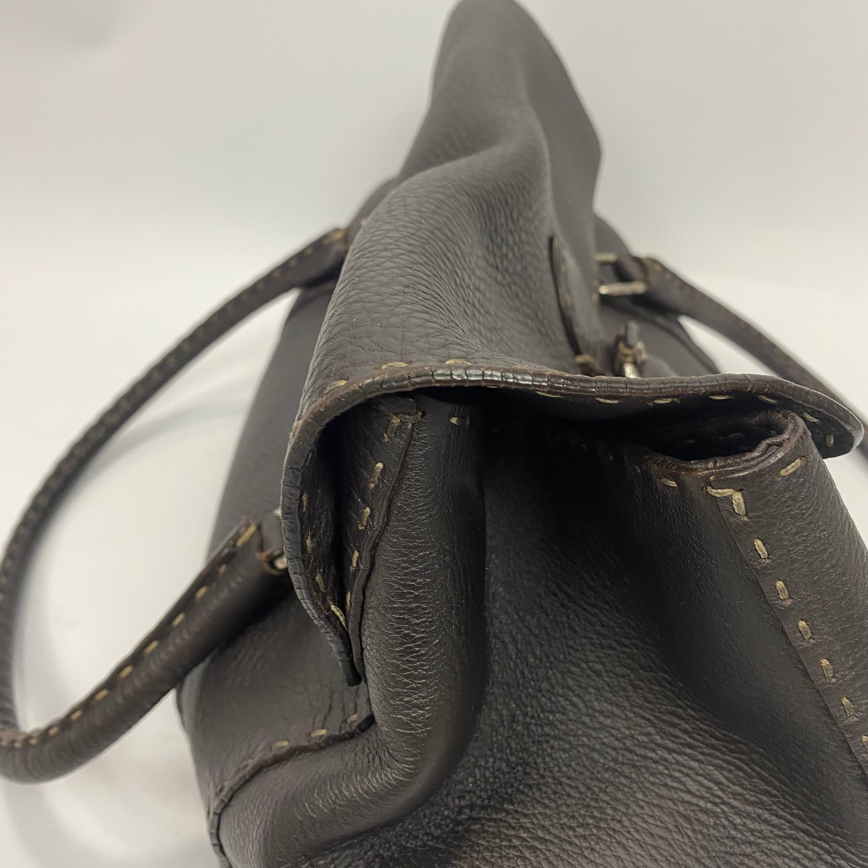 Fendi Selleria Espresso Large Flap Tote Bag