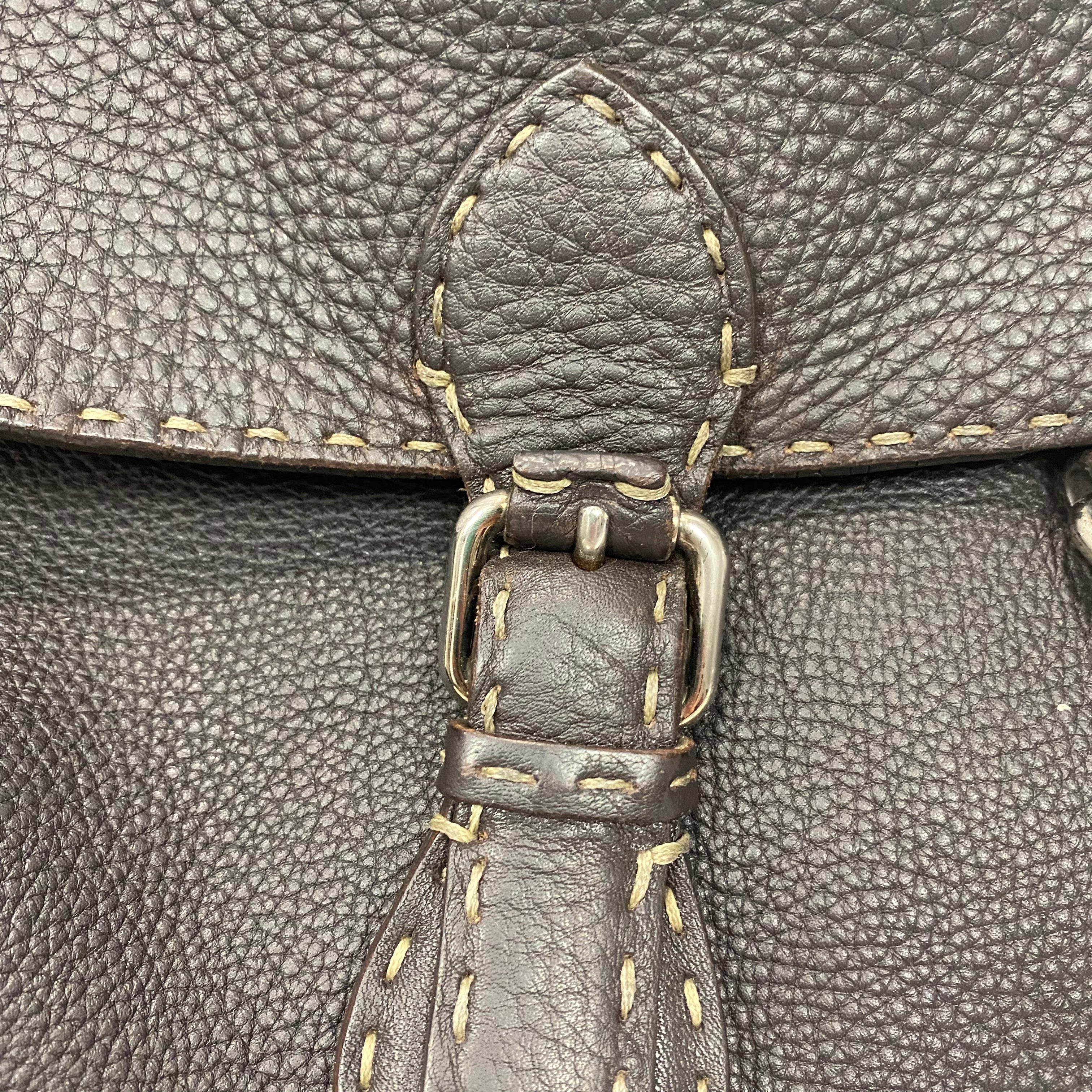 Fendi Selleria Espresso Large Flap Tote Bag