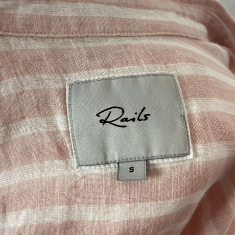 Rails Pink & White Stripe Linen Shirt S