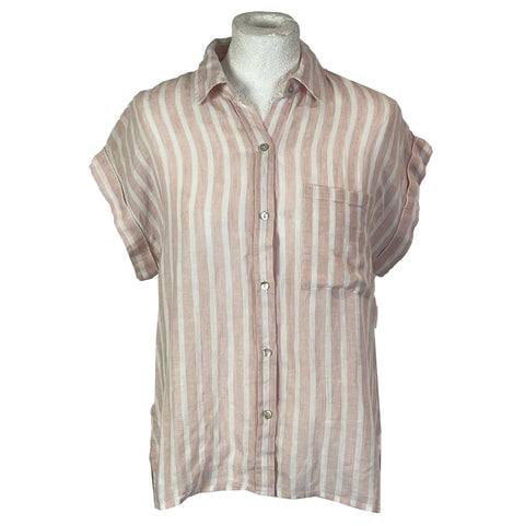 Rails Pink & White Stripe Linen Shirt S