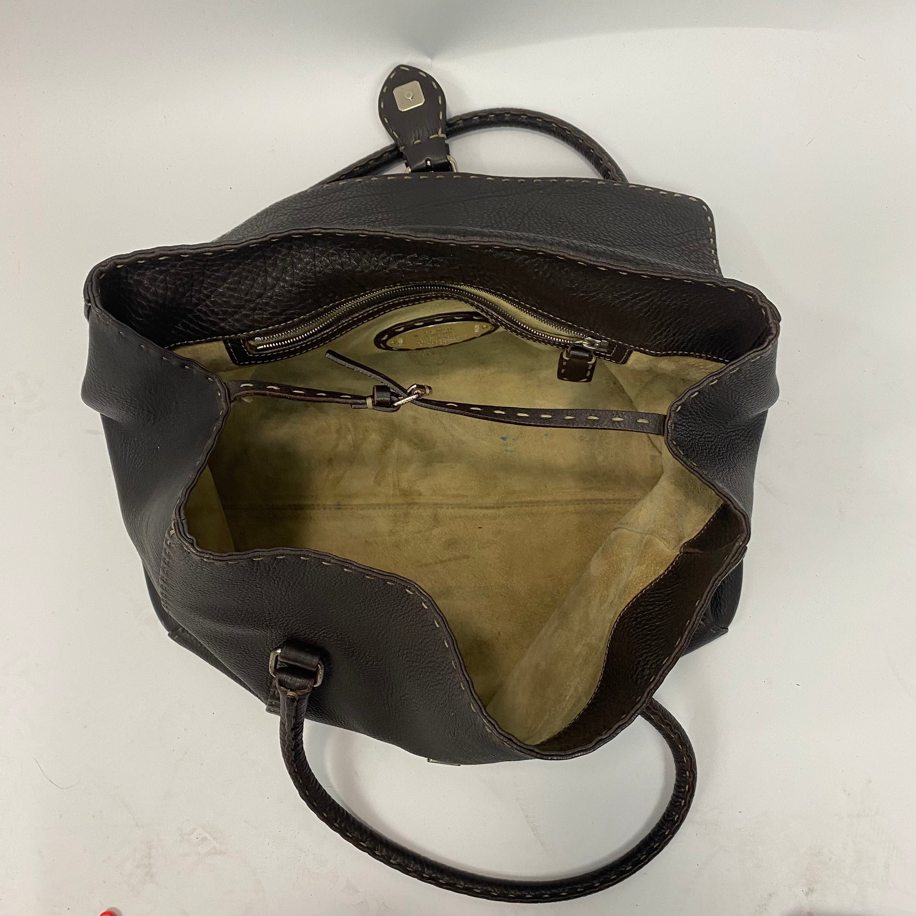 Fendi Selleria Espresso Large Flap Tote Bag