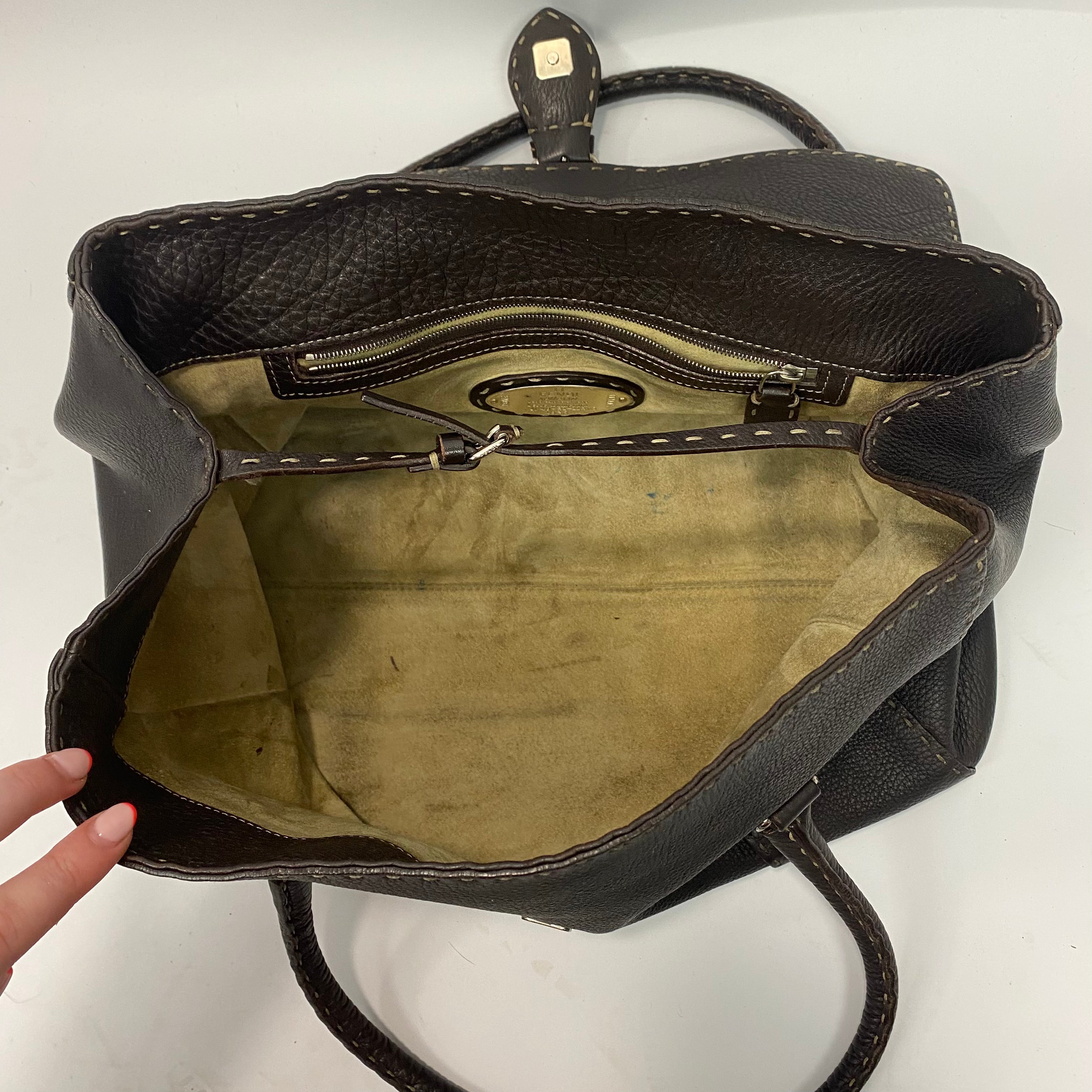 Fendi Selleria Espresso Large Flap Tote Bag