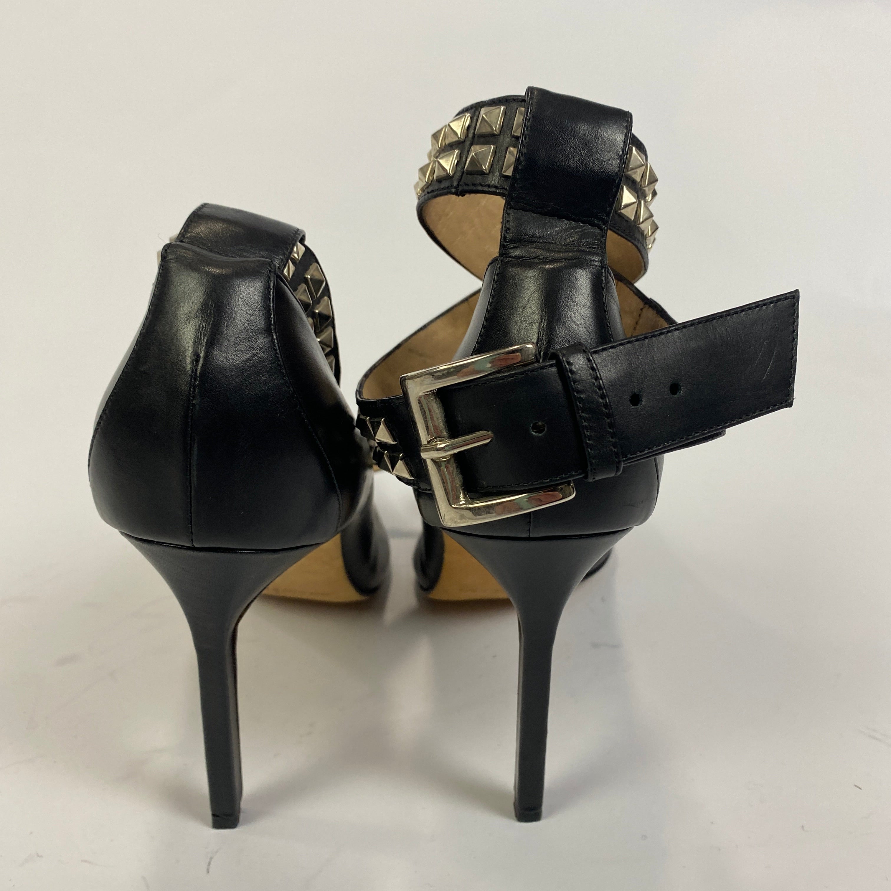 Manolo Blahnik Black Belta Studded Wrap 105mm Heels 37.5