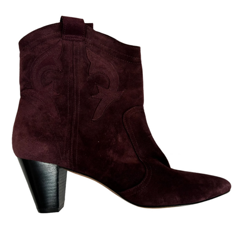 Ba&Sh Brand New £420 Plum Embroidered Casey Ankle Boots 38