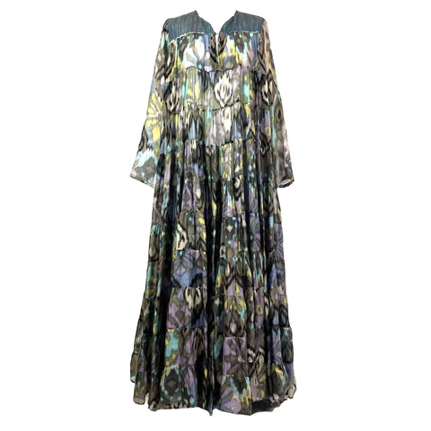 Orient 499 £1000 Lilac & Lavender Silk Maxi Dress XS/S