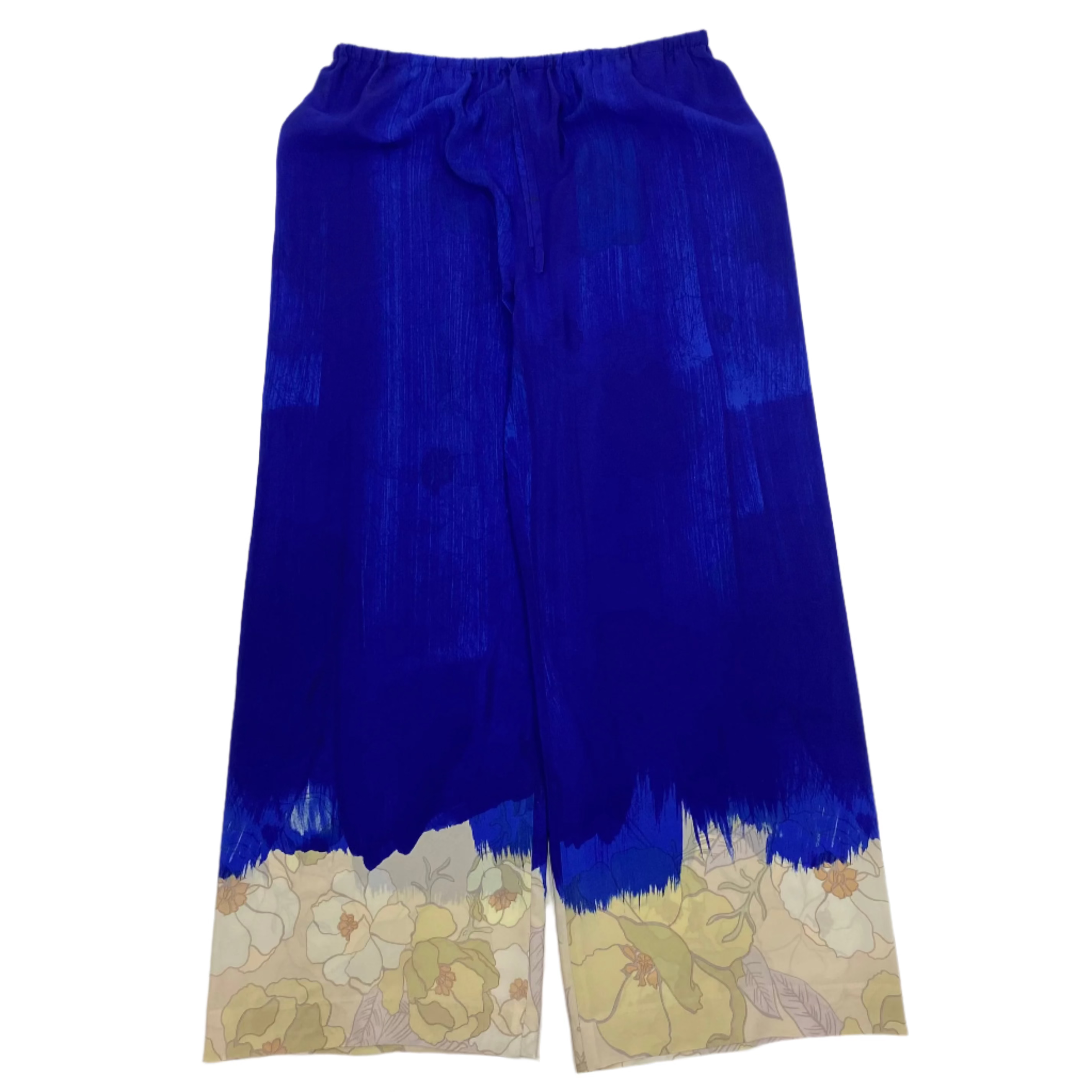 Dries Van Noten Cobalt Silk Pull-On Palazzo Pants XXL