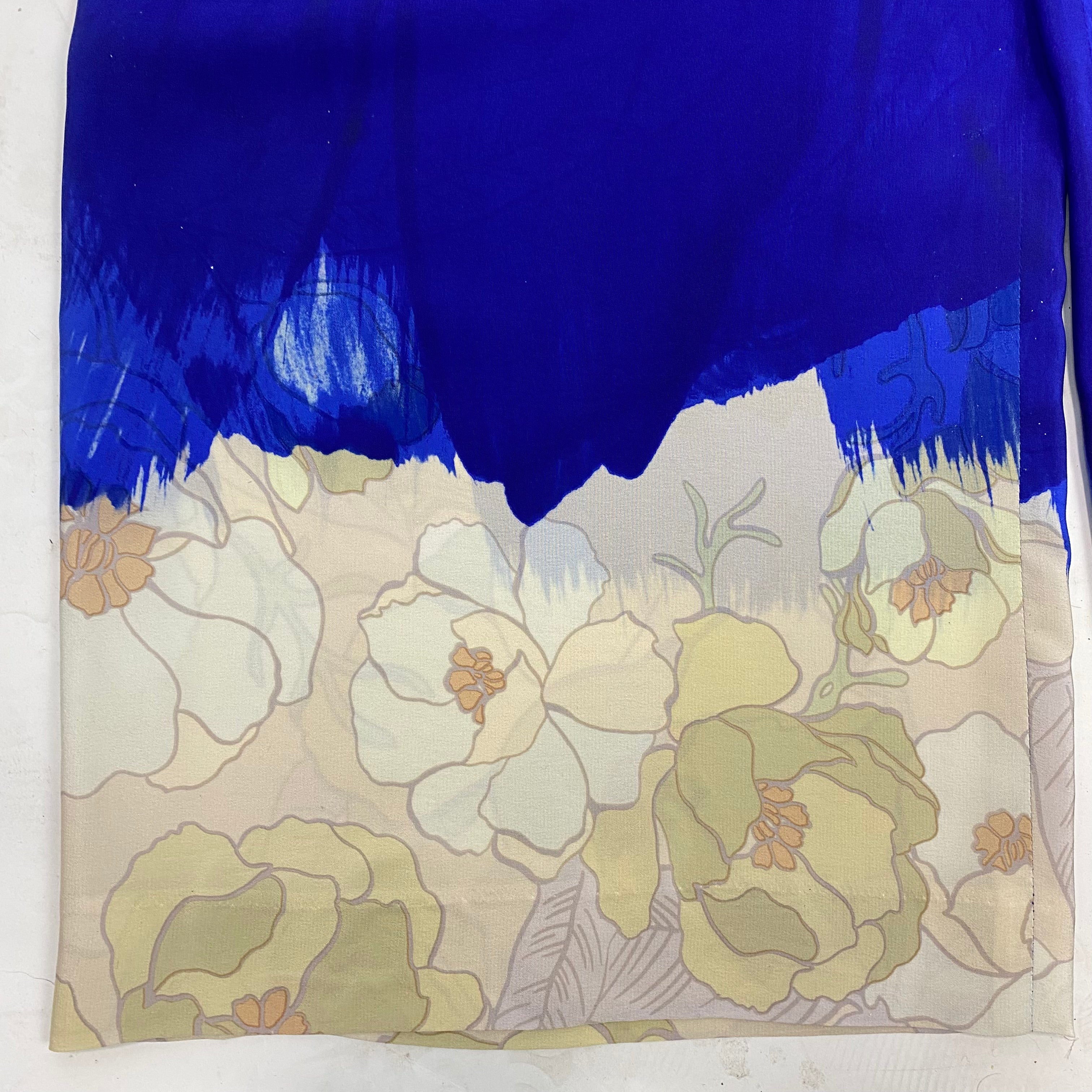 Dries Van Noten Cobalt Silk Pull-On Palazzo Pants XXL