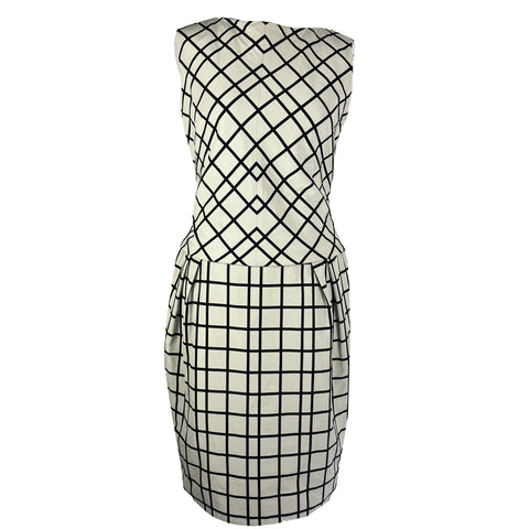 Christian Dior Ivory & Black Grid Midi Dress M