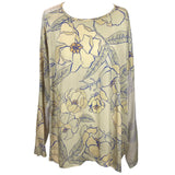 Dries Van Noten Vanilla & Blue Floral Print Silk Mix Tunic Top M/L/XL/XXL