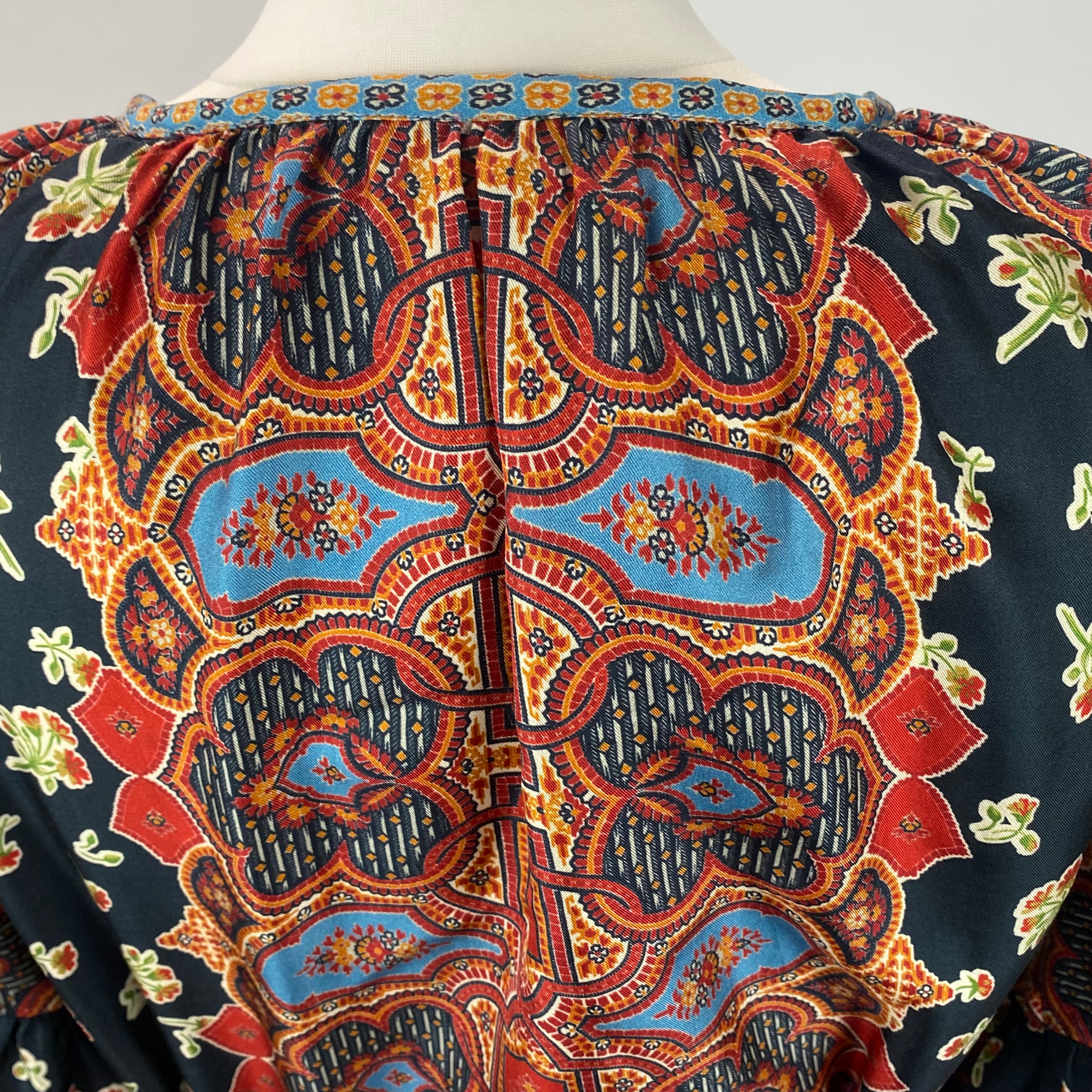 D'Ascoli New £400 Black & Rust Print Silk Tunic Dress L