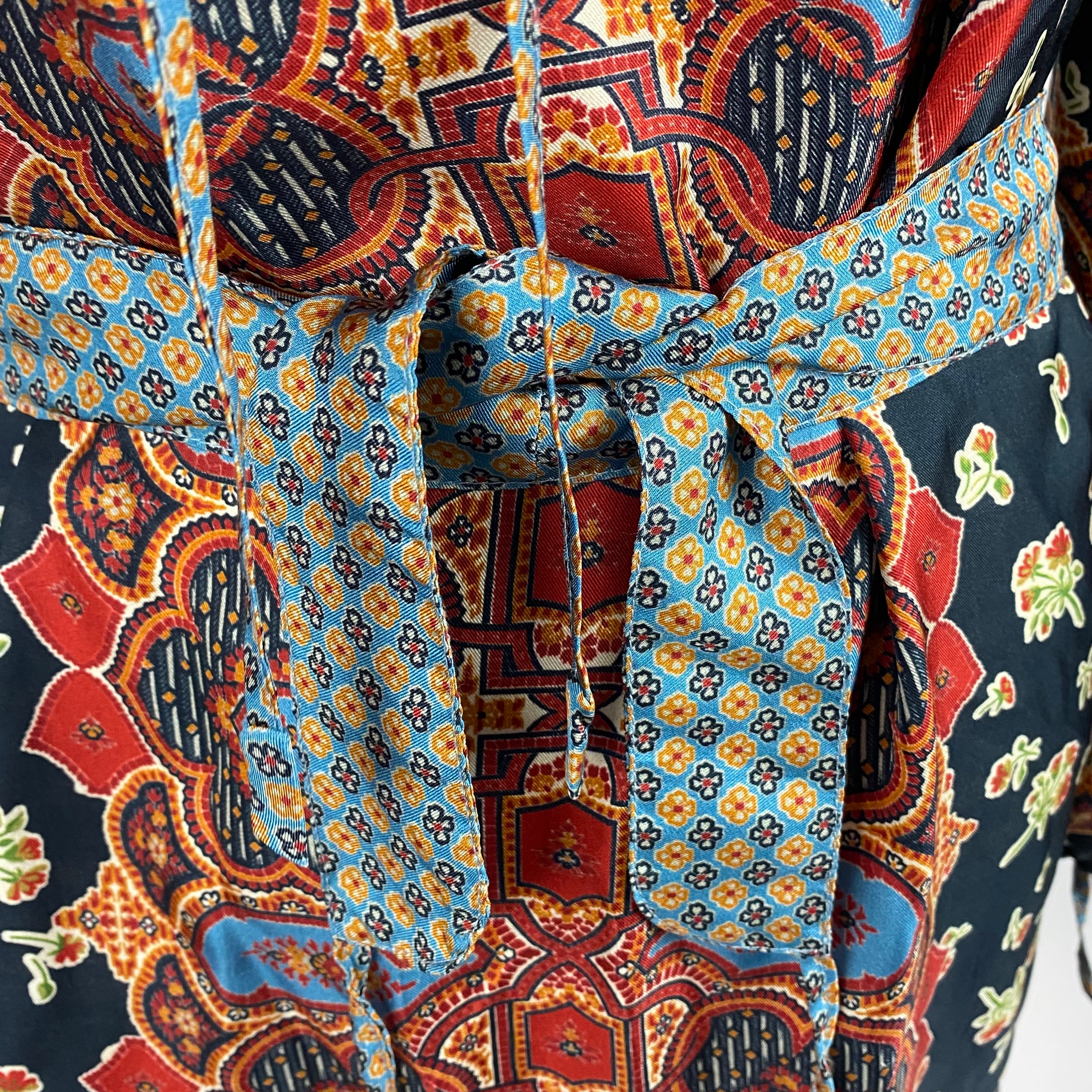 D'Ascoli New £400 Black & Rust Print Silk Tunic Dress L