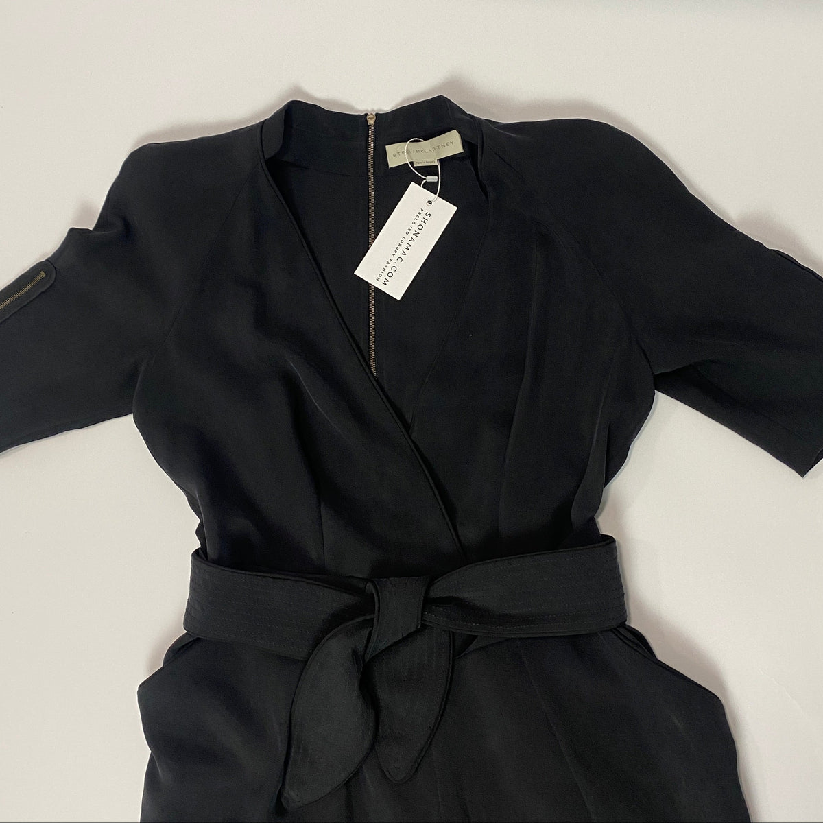 Stella McCartney Black Silk Twill Tuxedo Jumpsuit XL