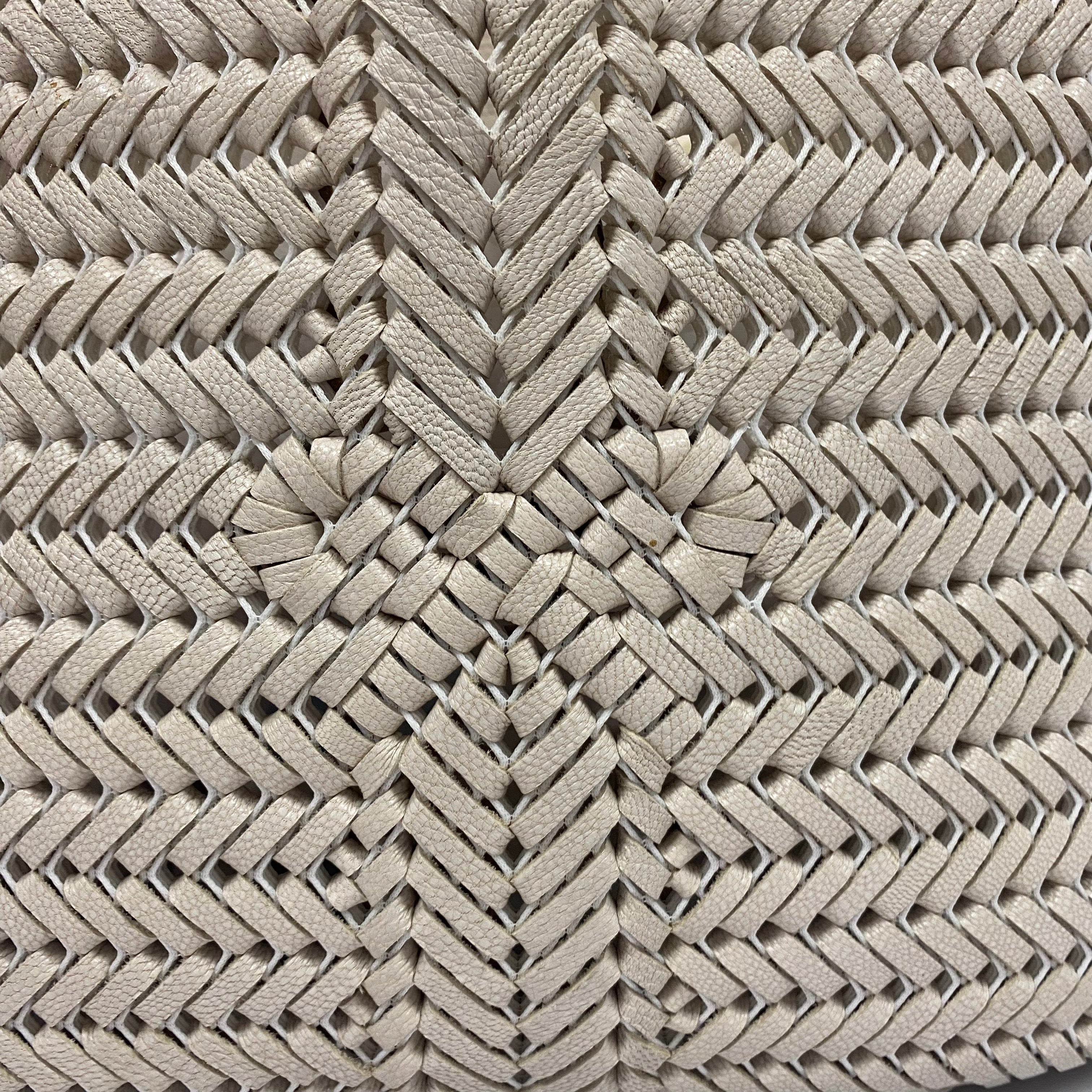 Anya Hindmarch Ivory Woven Leather Large Tote Bag