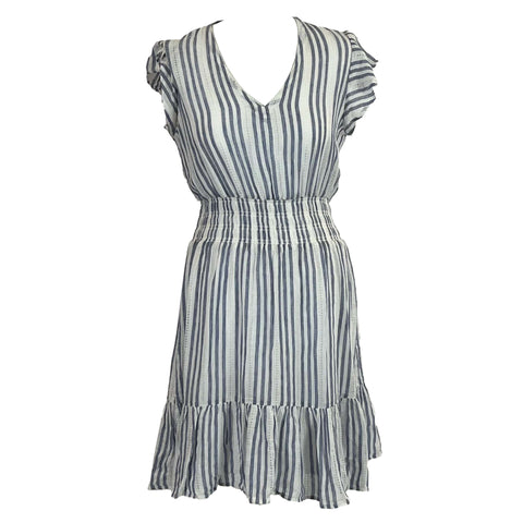 Rails Blue & White Stripe Linen Midi Dress XS