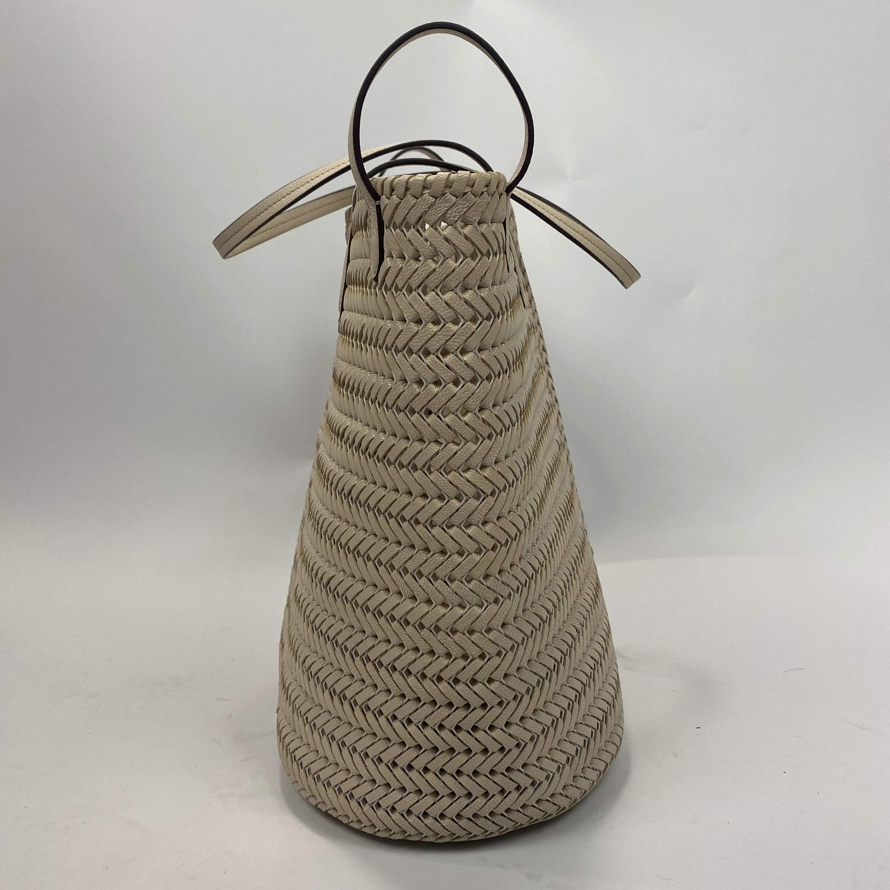 Anya Hindmarch Ivory Woven Leather Large Tote Bag