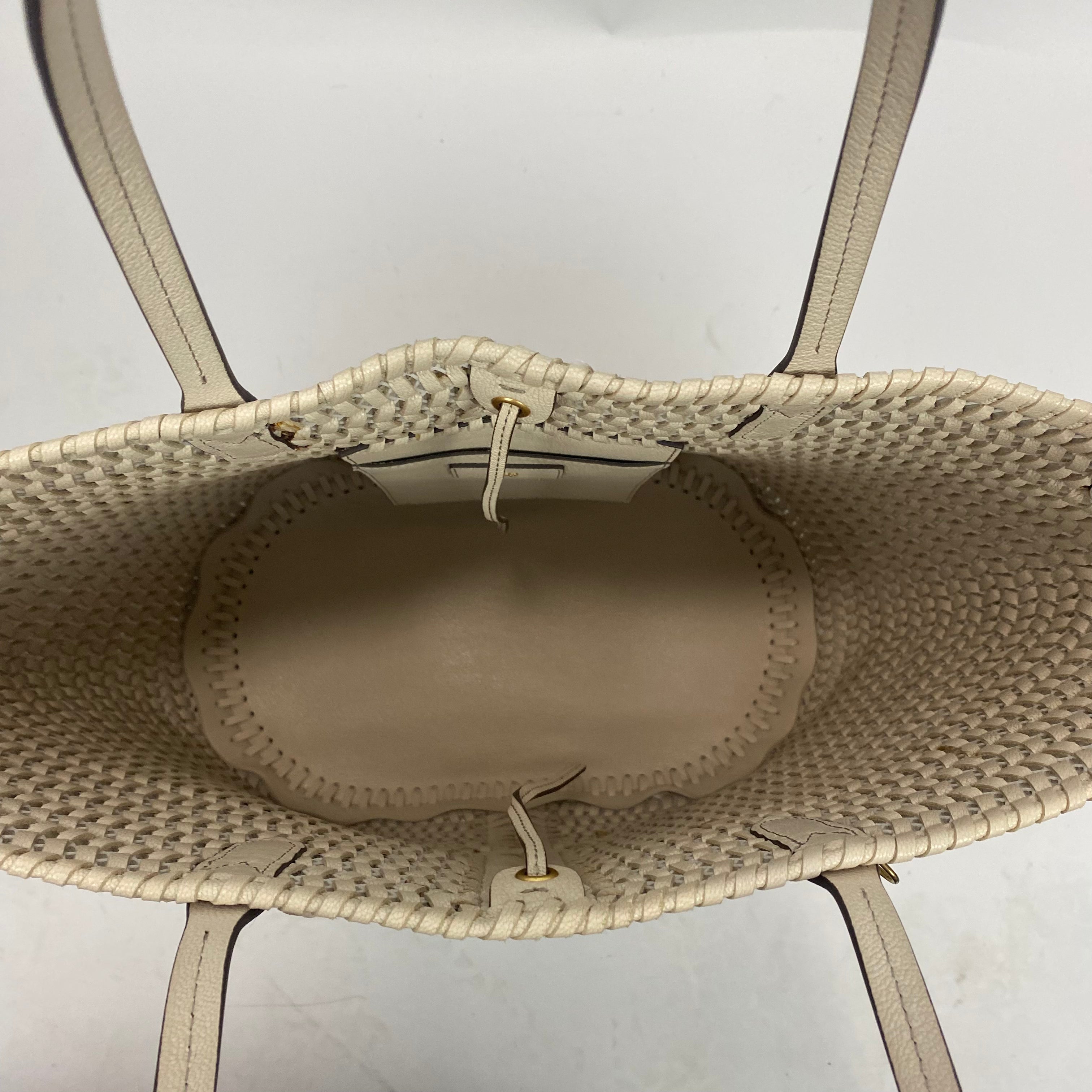 Anya Hindmarch Ivory Woven Leather Large Tote Bag